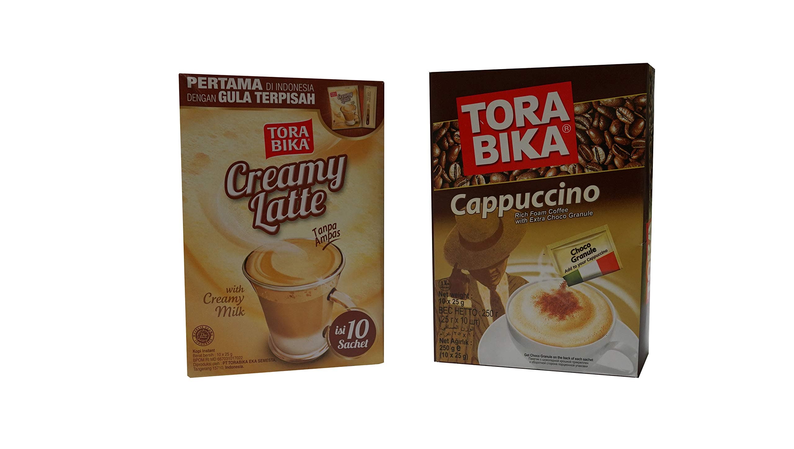 TORA BIKA Cappuccino and Creamy Latte, 17.64oz(500g) 20 sticks