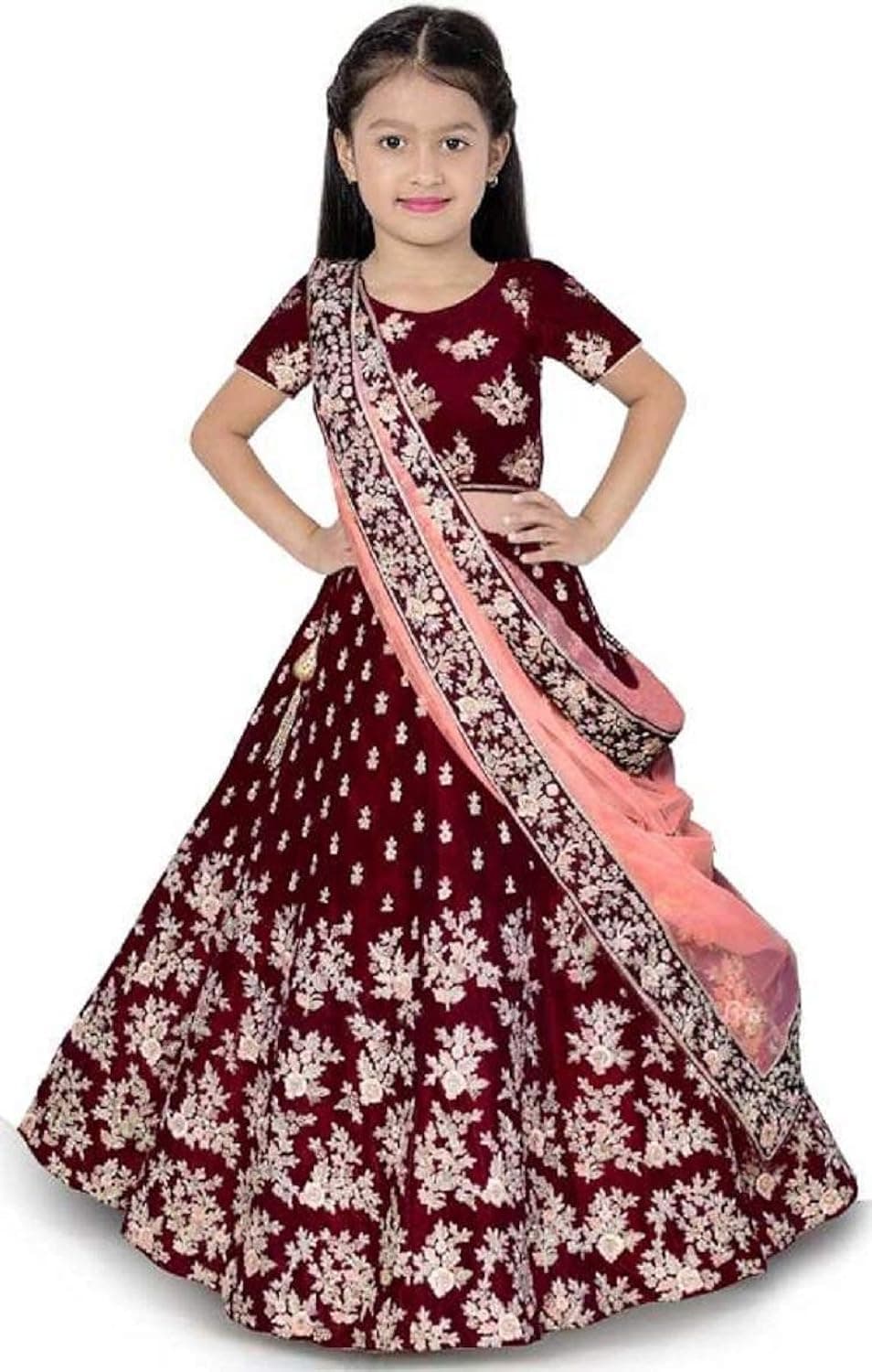 eneric Girl's Jute Cotton Semi-stitched Lehenga Choli