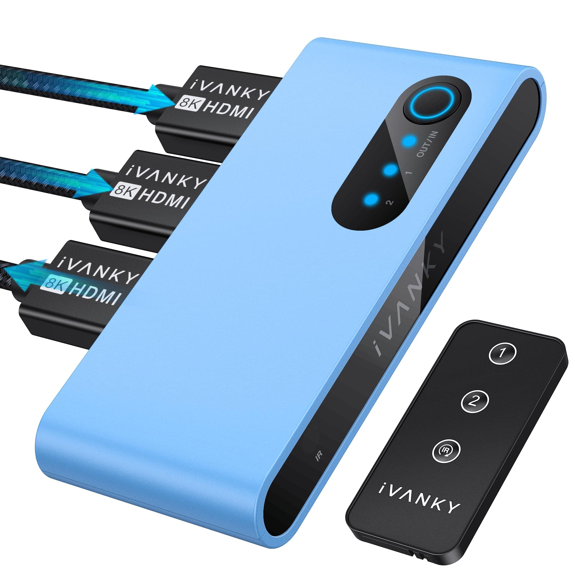 8K HDMI 2.1 Switch iVANKY Bi-Directional 2 in 1 Out HDMI Switch with Remote, 4K@120Hz 8K@60Hz HDMI Switcher 1 in 2 Out (1 Display at a Time) 48Gbps for PS5/PS4, Xbox, Roku, Apple TV, Fire Stick
