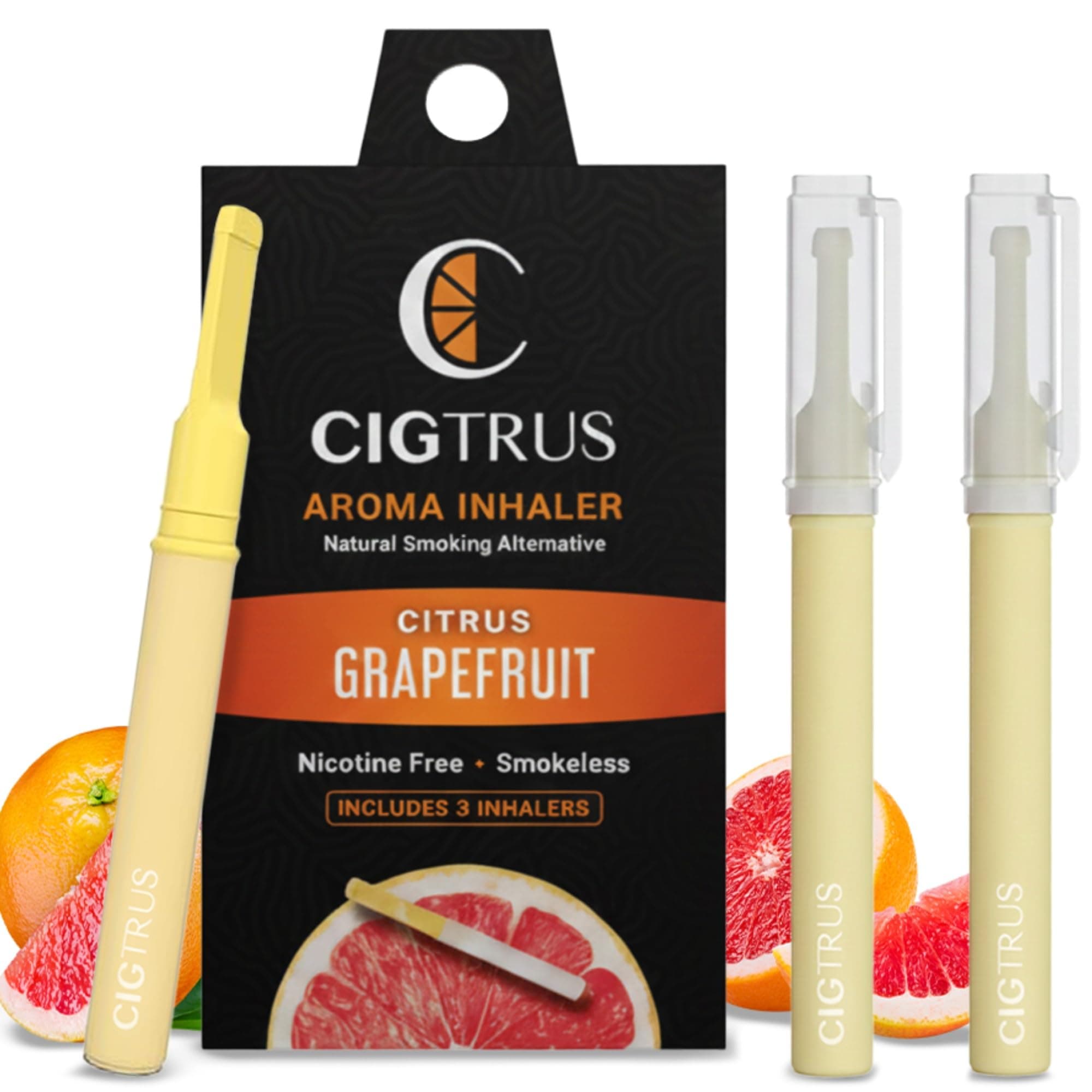 Natural Nicotine Free & Tobacco Free Alternative (Assorted Flavors) - Non-Electric Craving Relief and Quitting Smoking Aid by Cigtrus -3-Pack Grapefruit