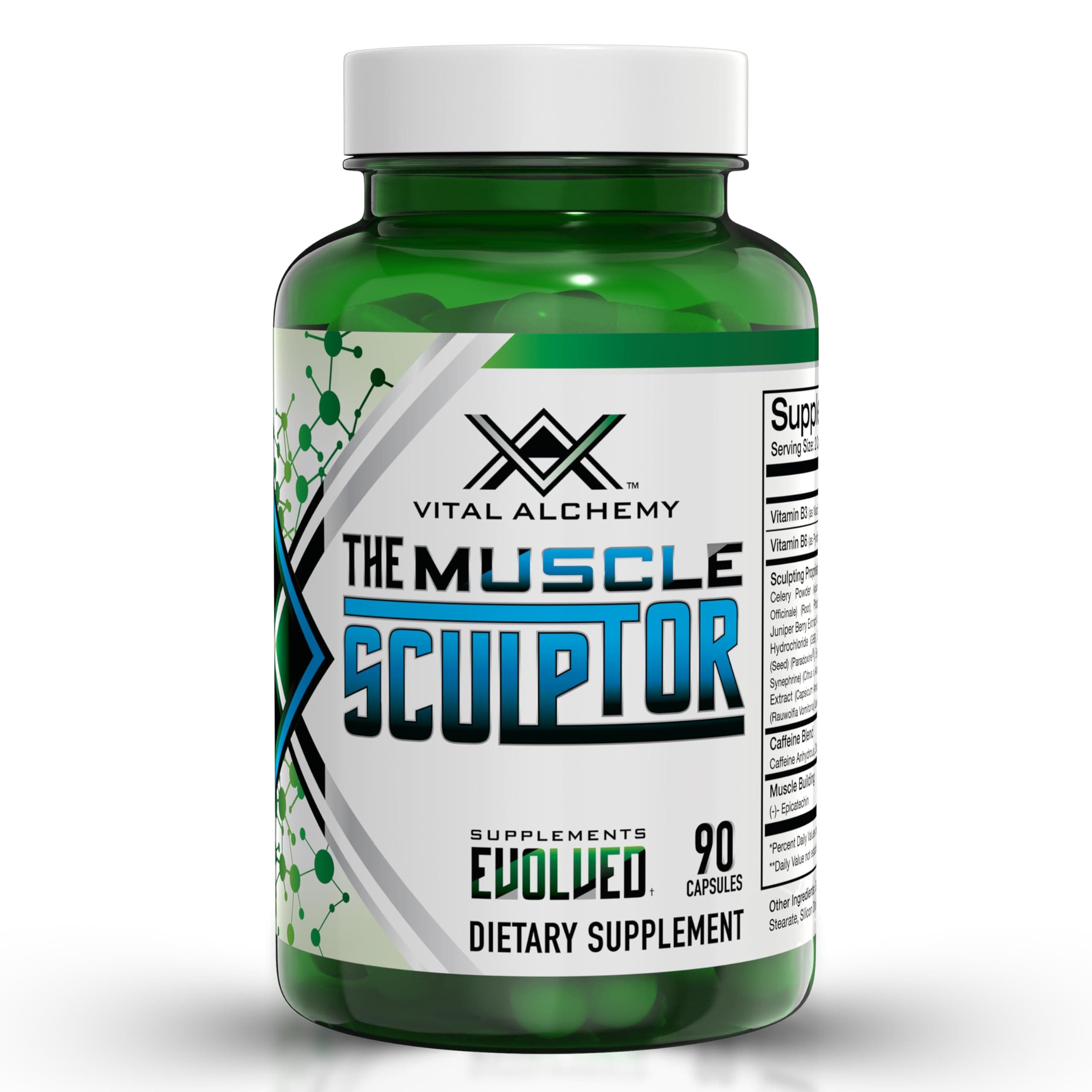 Vital Alchemy The Muscle Sculptor– Muscle Builder with Vitamin B3, B6, Phosphatidylserine, Epicatechin & Cayenne – Supports Muscle Growth, Focus, Energy & Protein Synthesis, Made in USA – 90 Capsules