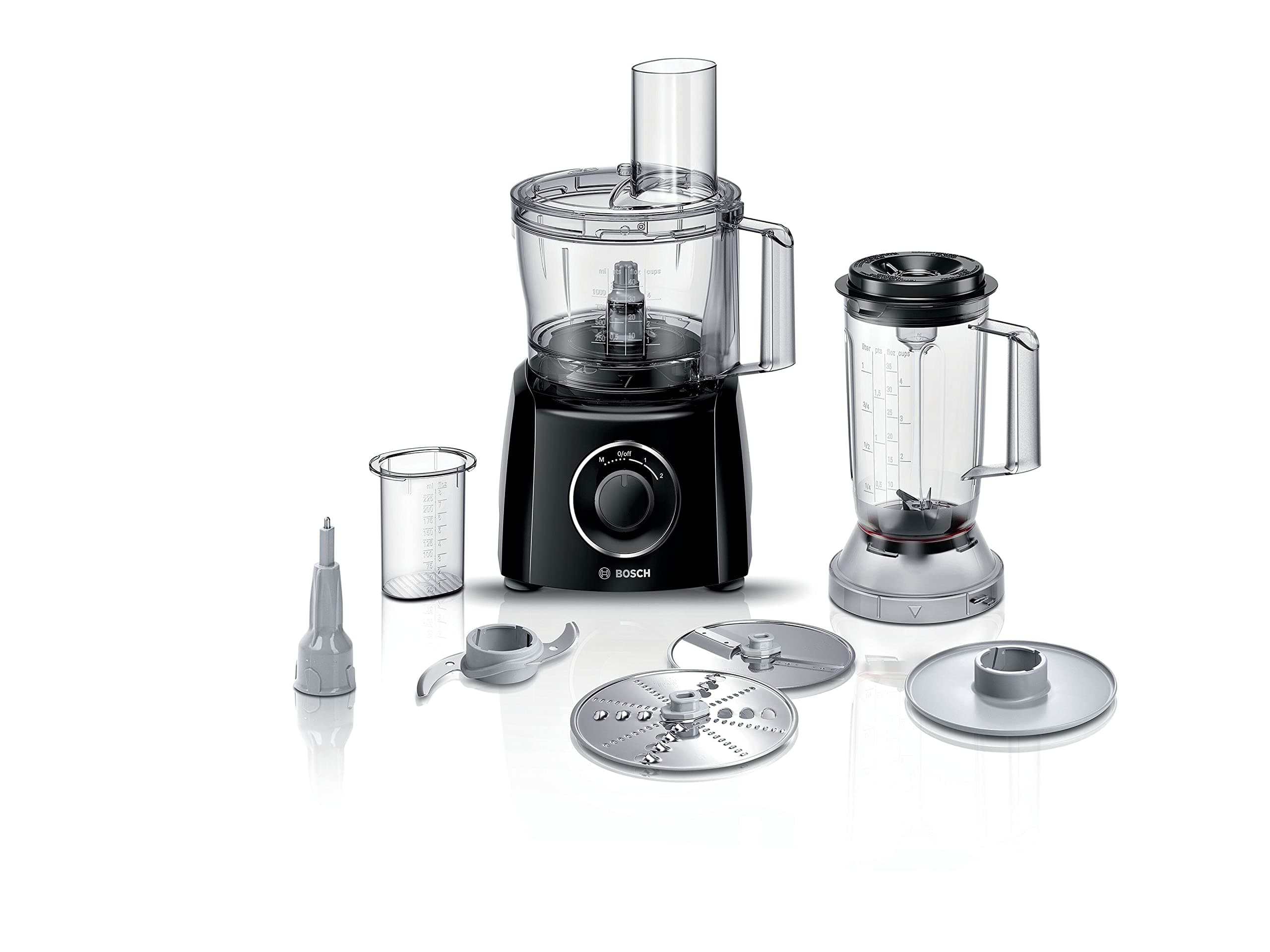 MultiTalent 3 MCM3201BGB 800W 2.3L Food Processor with 2 speeds, 1 litre blender and/Slicing/Grating/Beating attachments. - Black