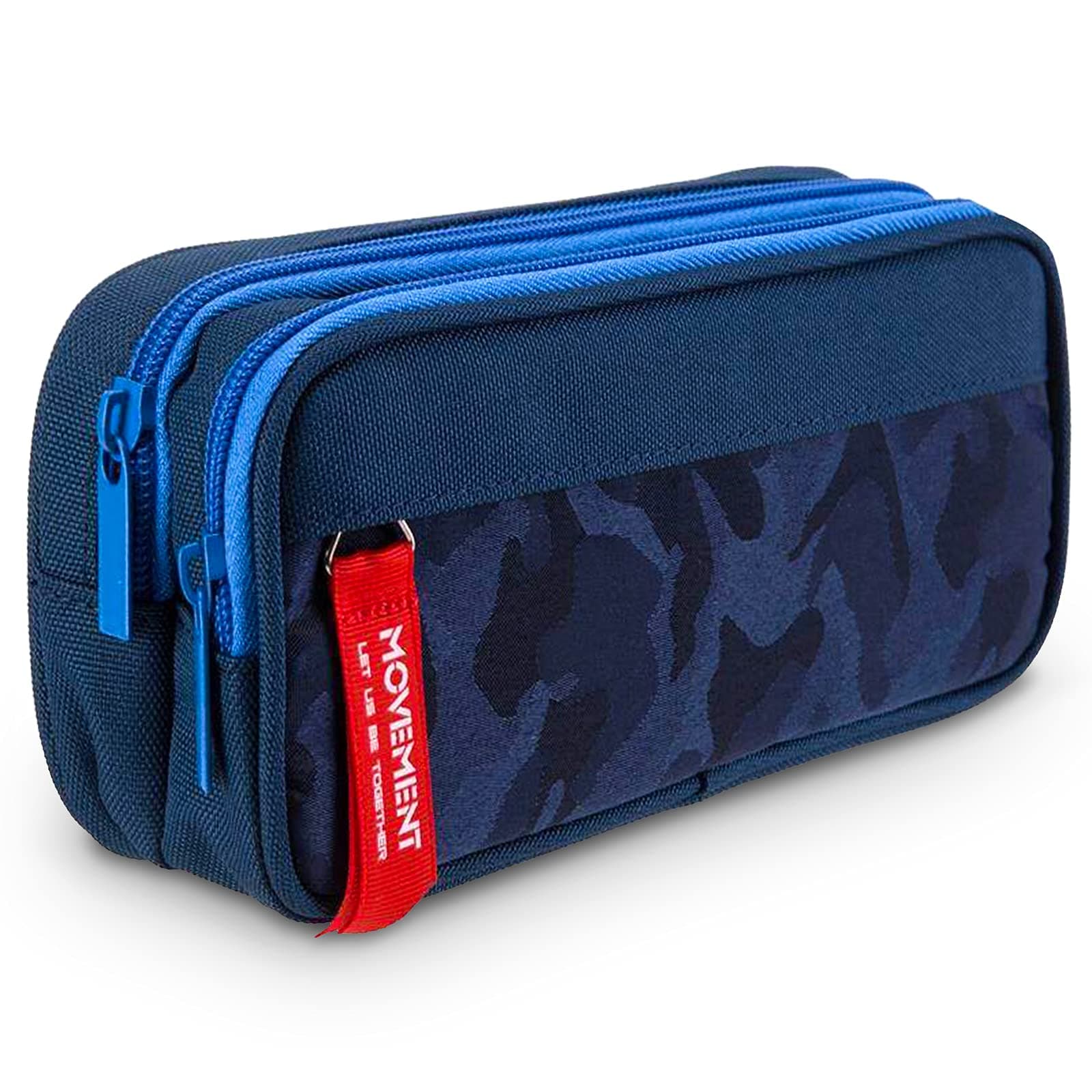 Large Pencil Case for Boys and Girls, Lightweight Triple Pockets Pencil Cases with Big Compartments for School Stationary, Camouflage Blue