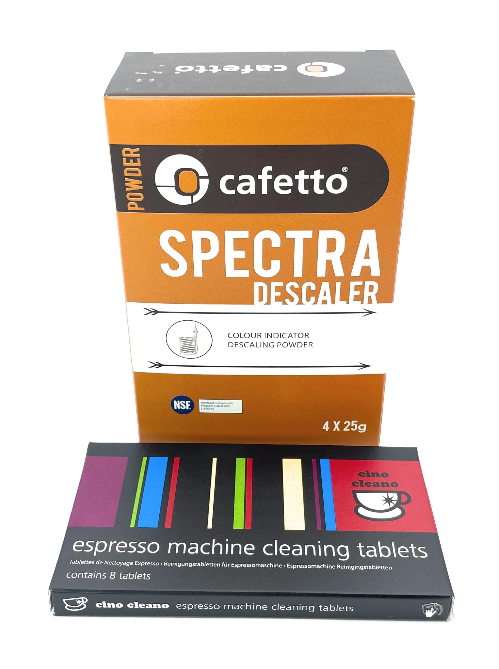 Cino Cleano Espresso Machine Cleaning & Descaling, 8 Tablets and Box of 4