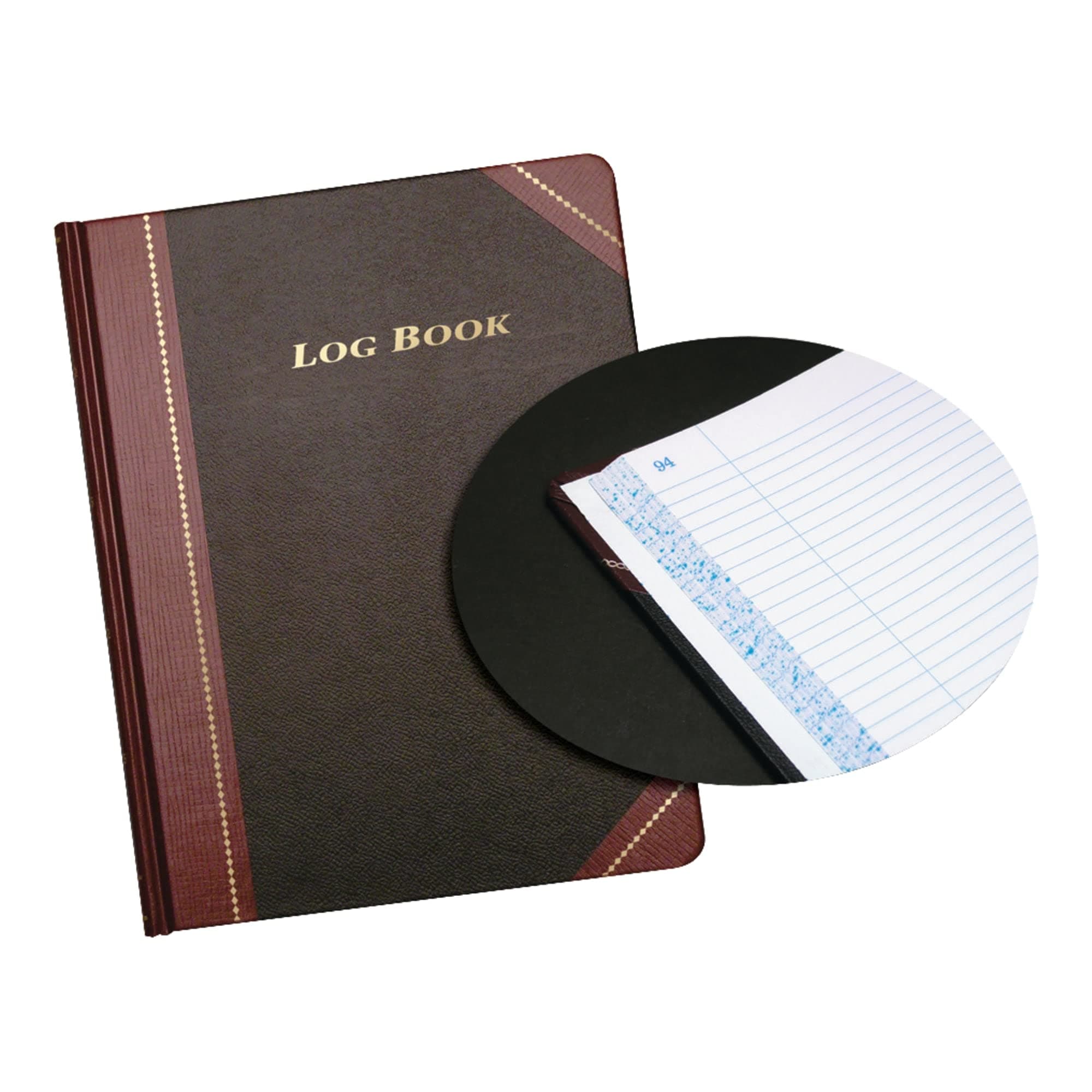Adams Log Book, 8.13 x 10.38 Inches, Black Covers with Maroon Spine, 150 Pages (ARB810L15)