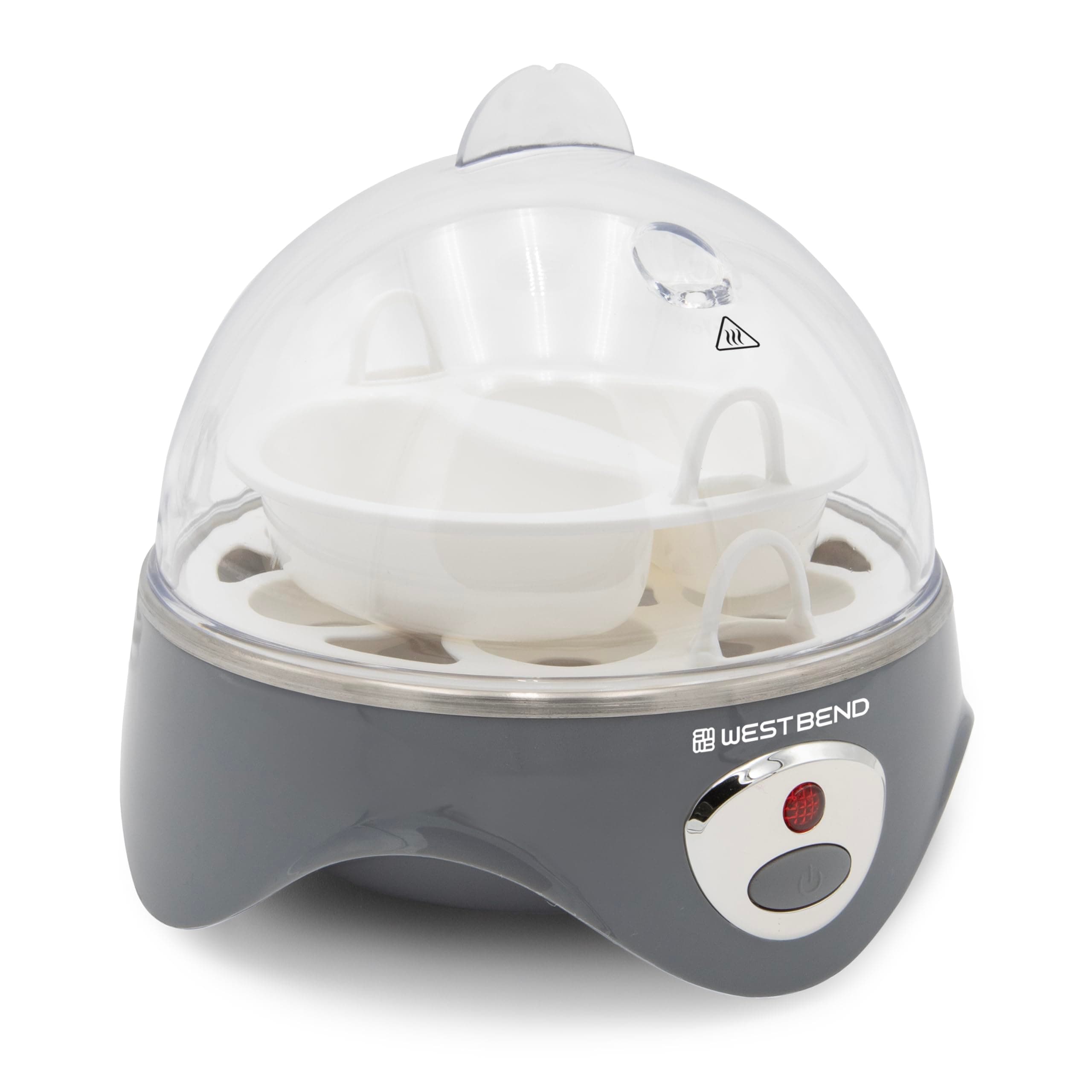 West Bend 87628 Automatic Electric Egg Cooker Hard-or Soft-Cook 7 or 2 Poached or Scrambled, 360 Watts, Gray