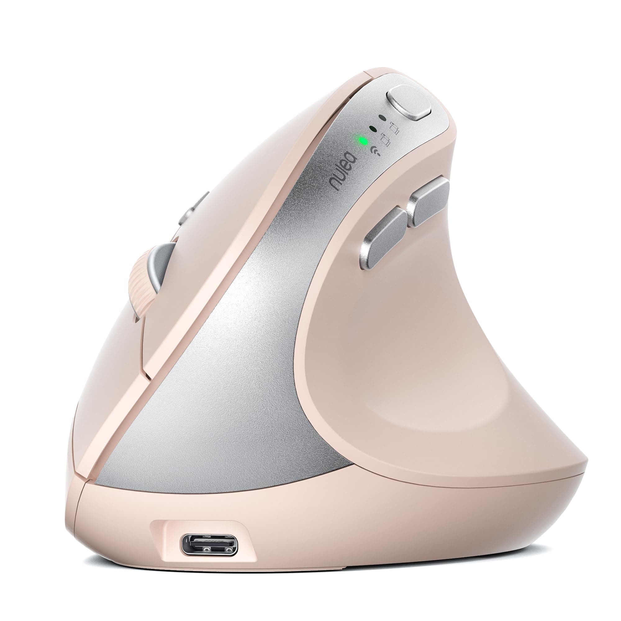 MD280 Ergonomic Vertical Wireless Mouse - Bluetooth & 2.4G Dual Mode, 4 Adjustable DPI 800/1200/1600/2400, Rechargeable, Silent Clicks, No Lag, 6 Buttons - Perfect for Laptop, Desktop Pink