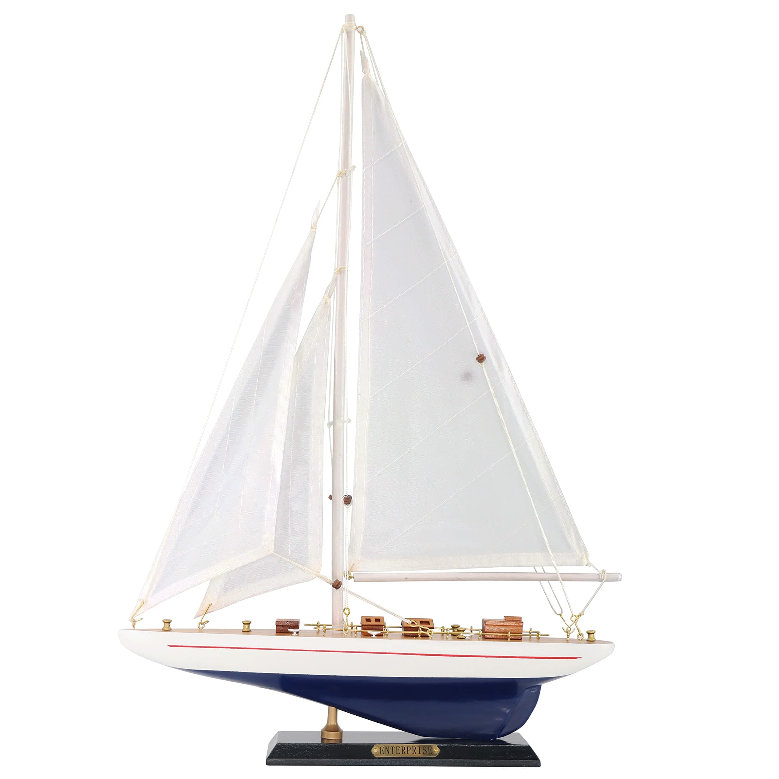Wooden Sailing Boat Sailboat Yacht Model 19" Endeavour Enterprise Scale Replica Nautical Decor Corporate Personalized Gift (Enterprise 19inch)