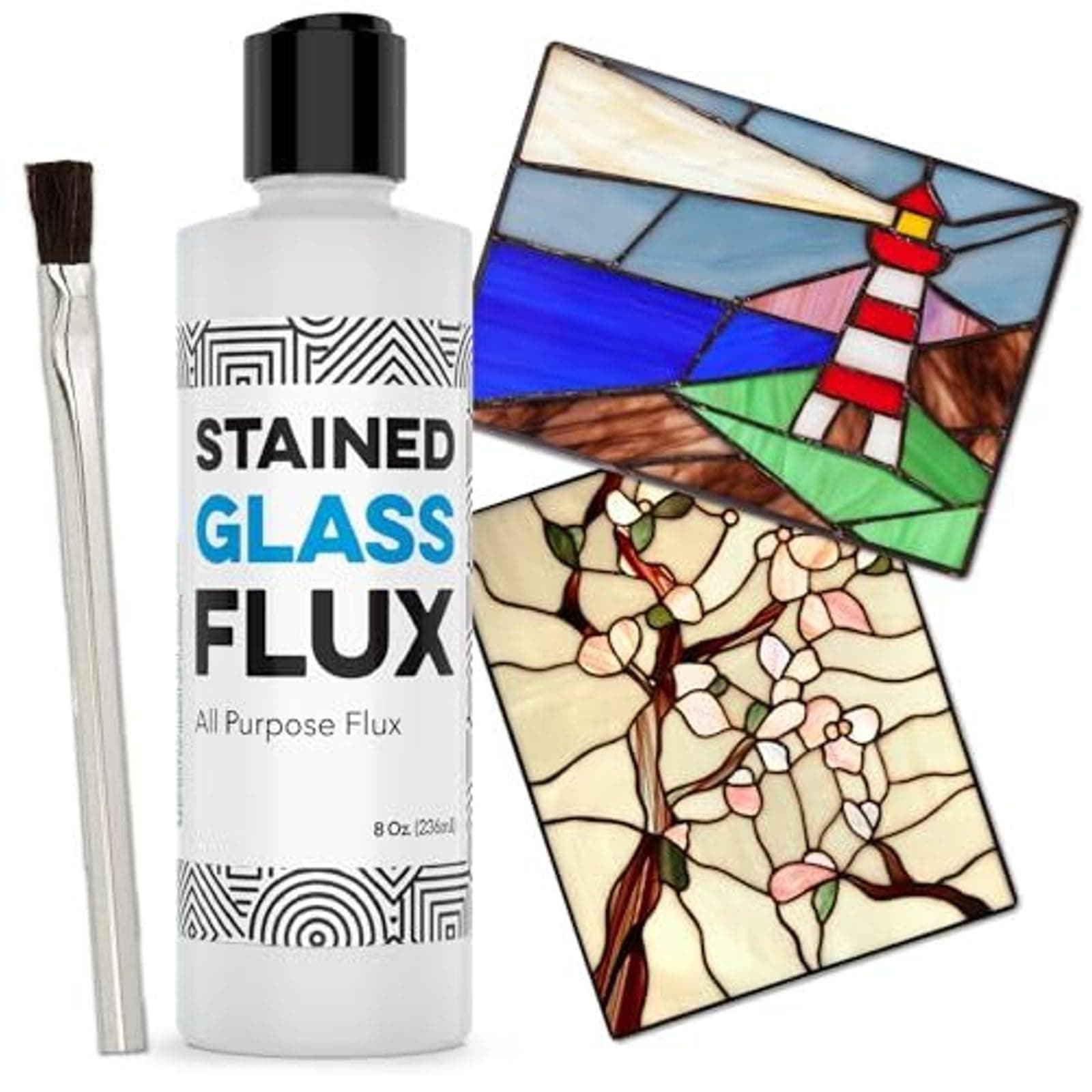 8oz Liquid Zinc Flux for Stained Glass, Soldering Work, Glass Repair and more - Easy Clean Up - Made in USA