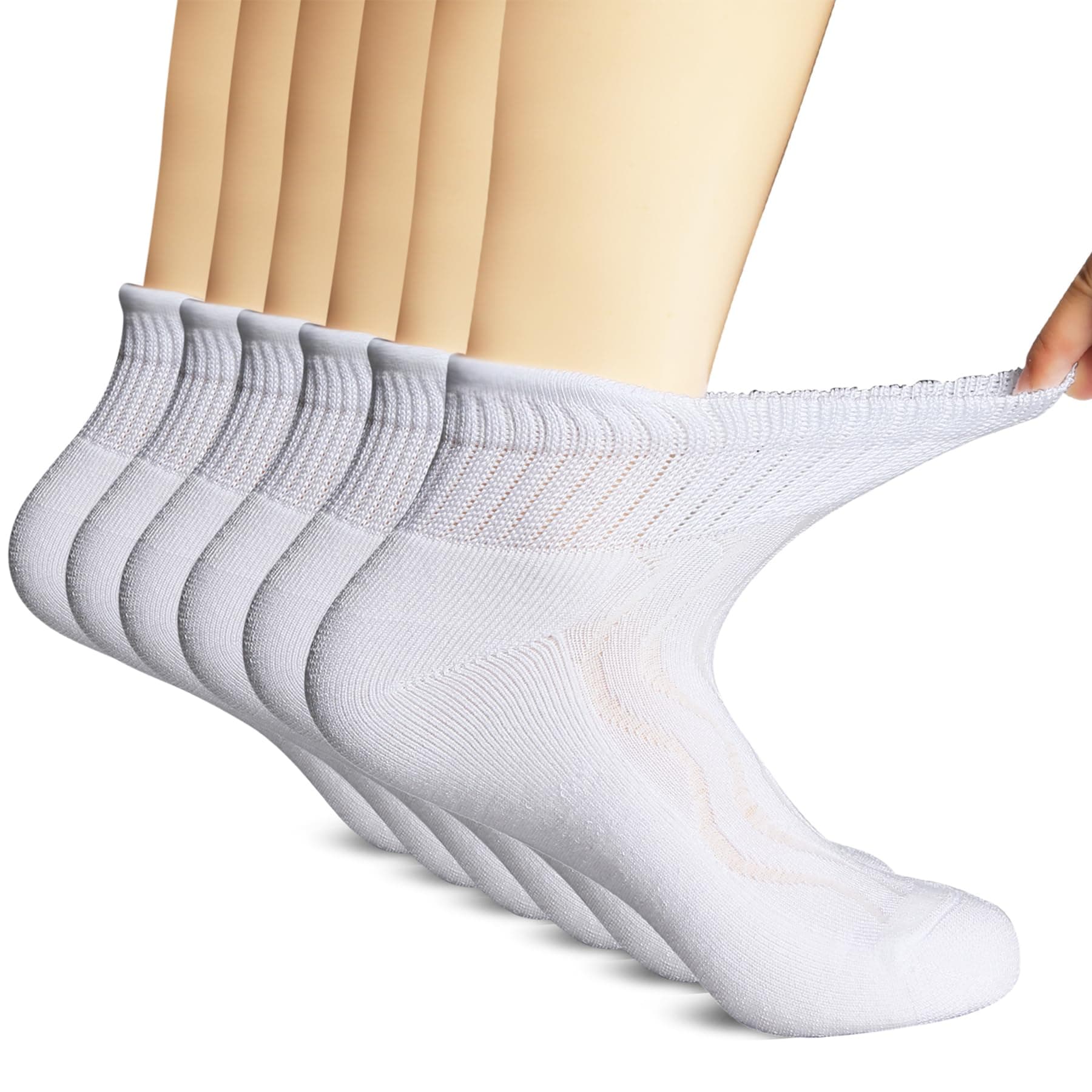 +MD Diabetic Circulator Socks Men Women-6 Pairs, Bamboo Non-Binding Extra Wide Ankle/Crew Socks, for Edema 9-11 10-13 13-15