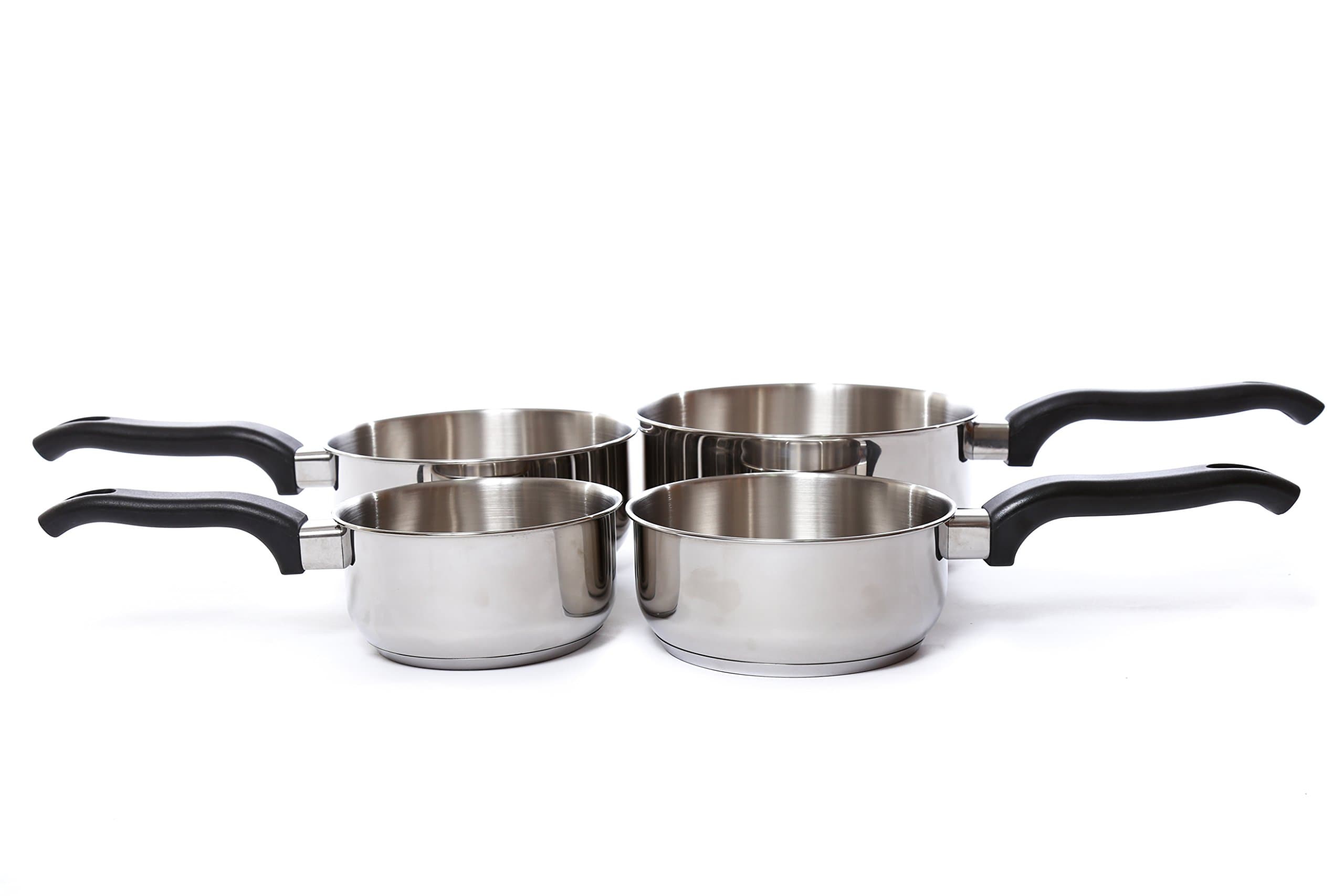 STAD Stainless Steel Induction Pans - 4 Piece Cookware Set - Silver