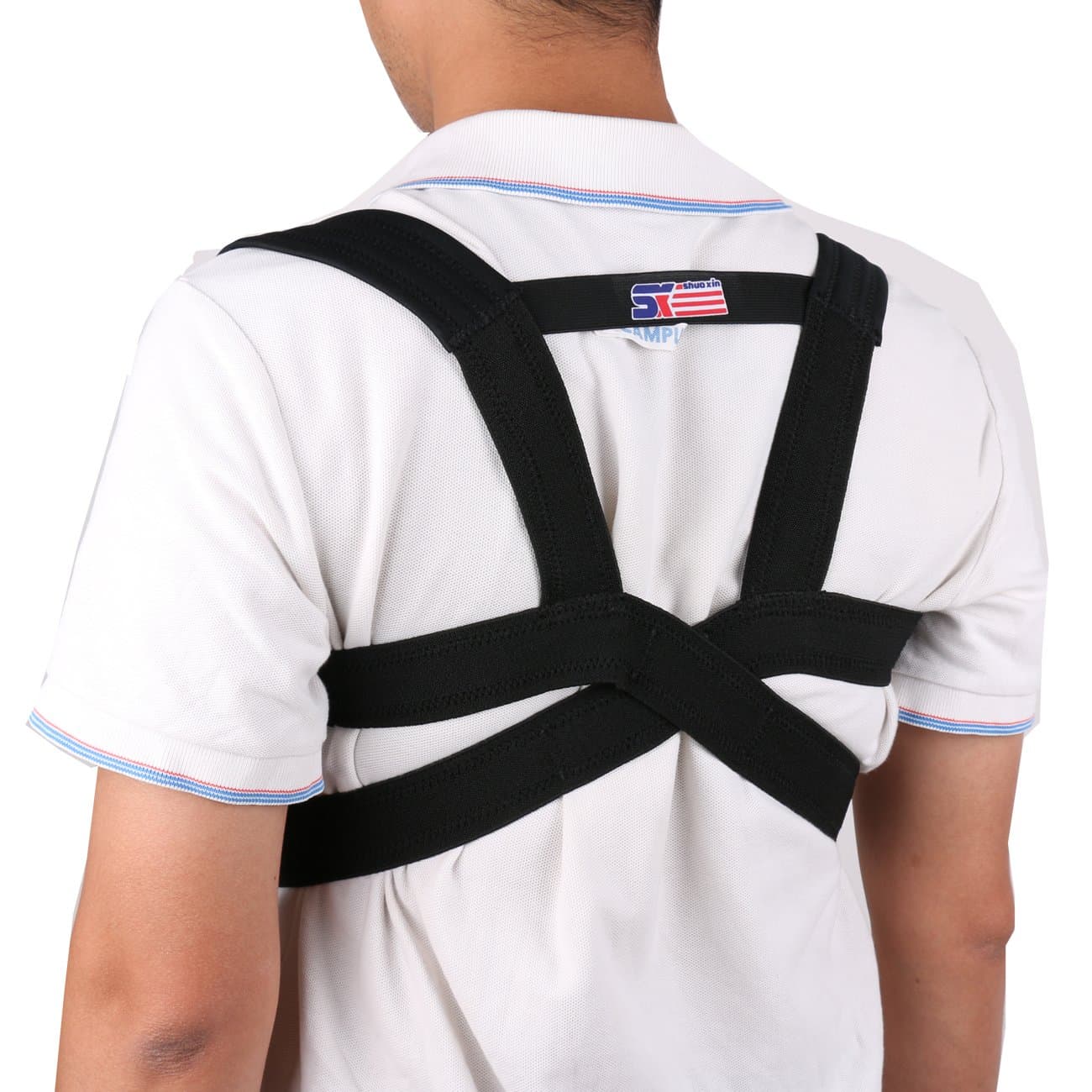 Back Support Posture Back Shoulder Corrector Support Brace Belt Therapy Adjustable 1pc Fit 68-110cm - Black