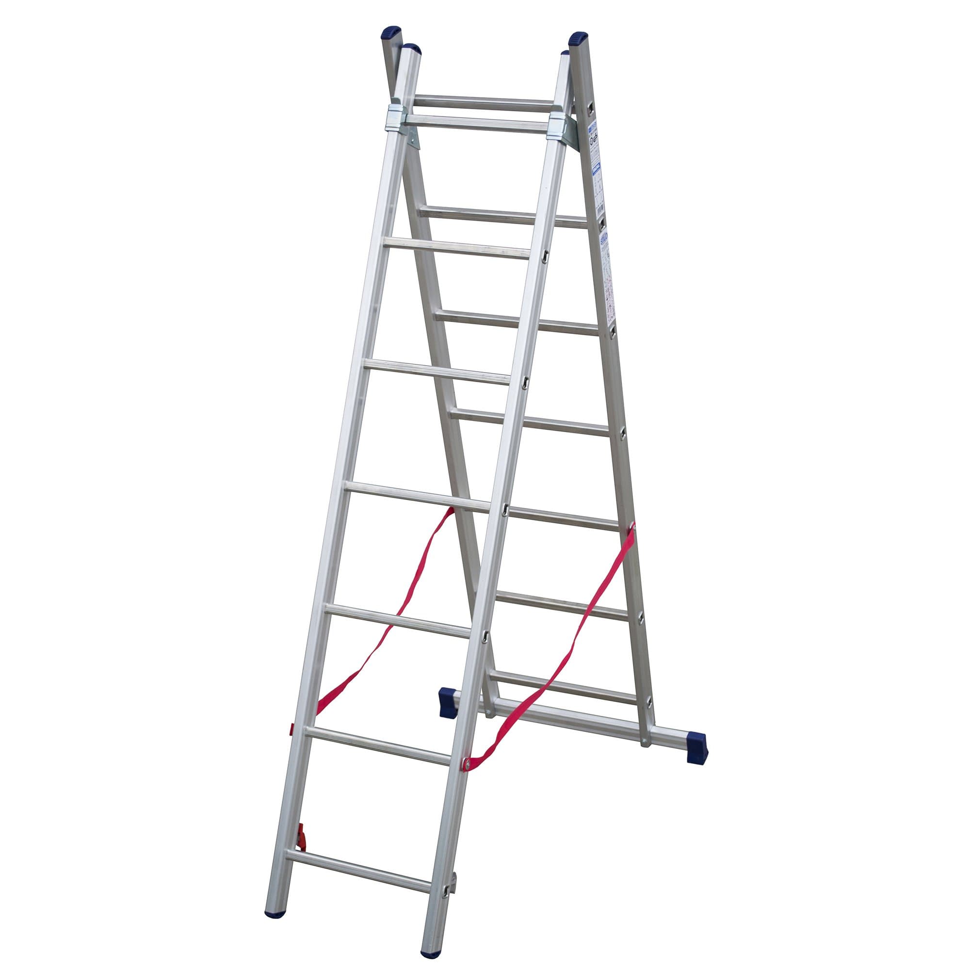 Light Duty 2m Double Section Aluminium Extension Ladder & Combi Step Ladder, Made in Italy, EN132