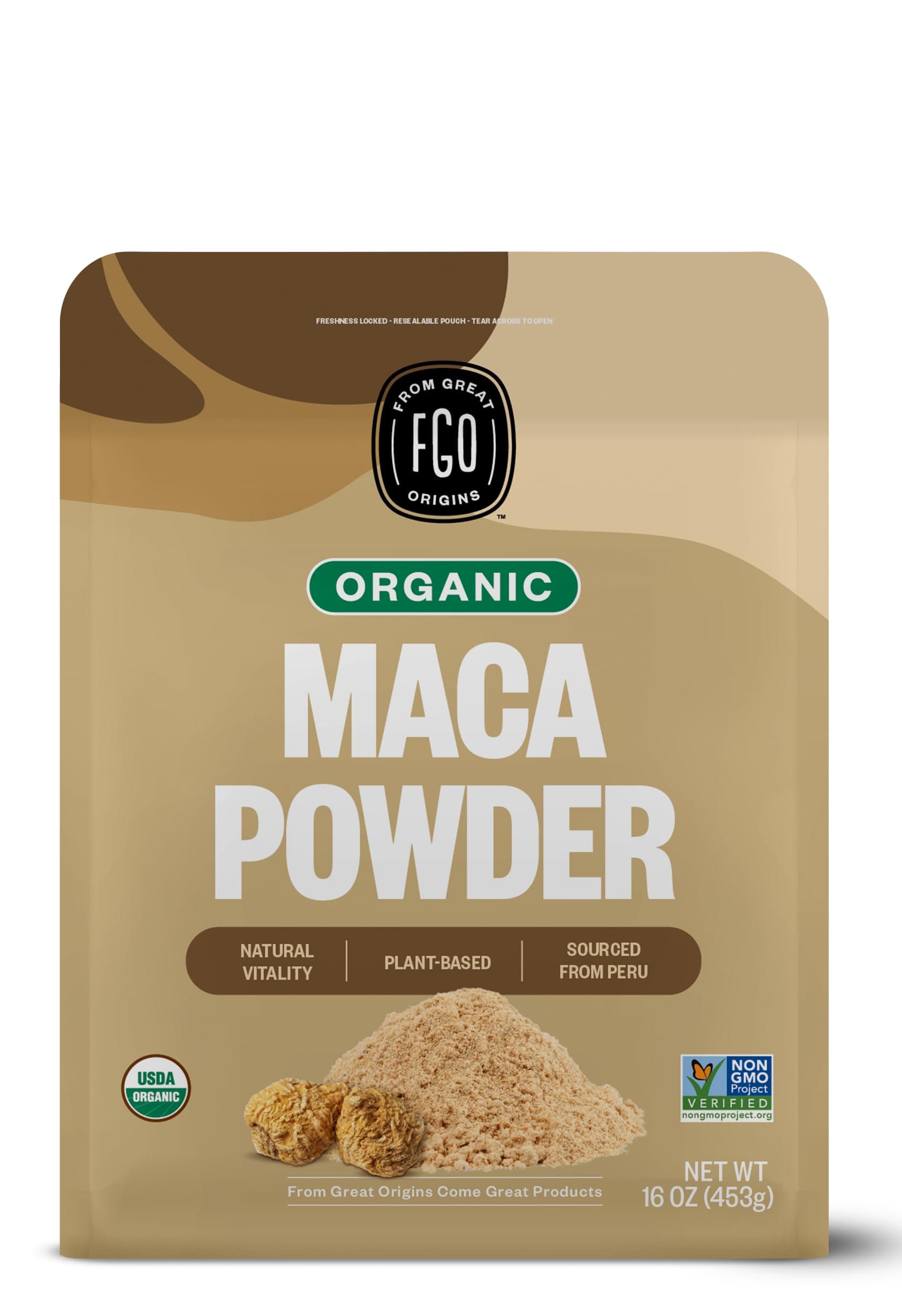 FGO Organic Peruvian Maca Root Powder, Raw from Peru, 16oz, Packaging May Vary (Pack of 1)