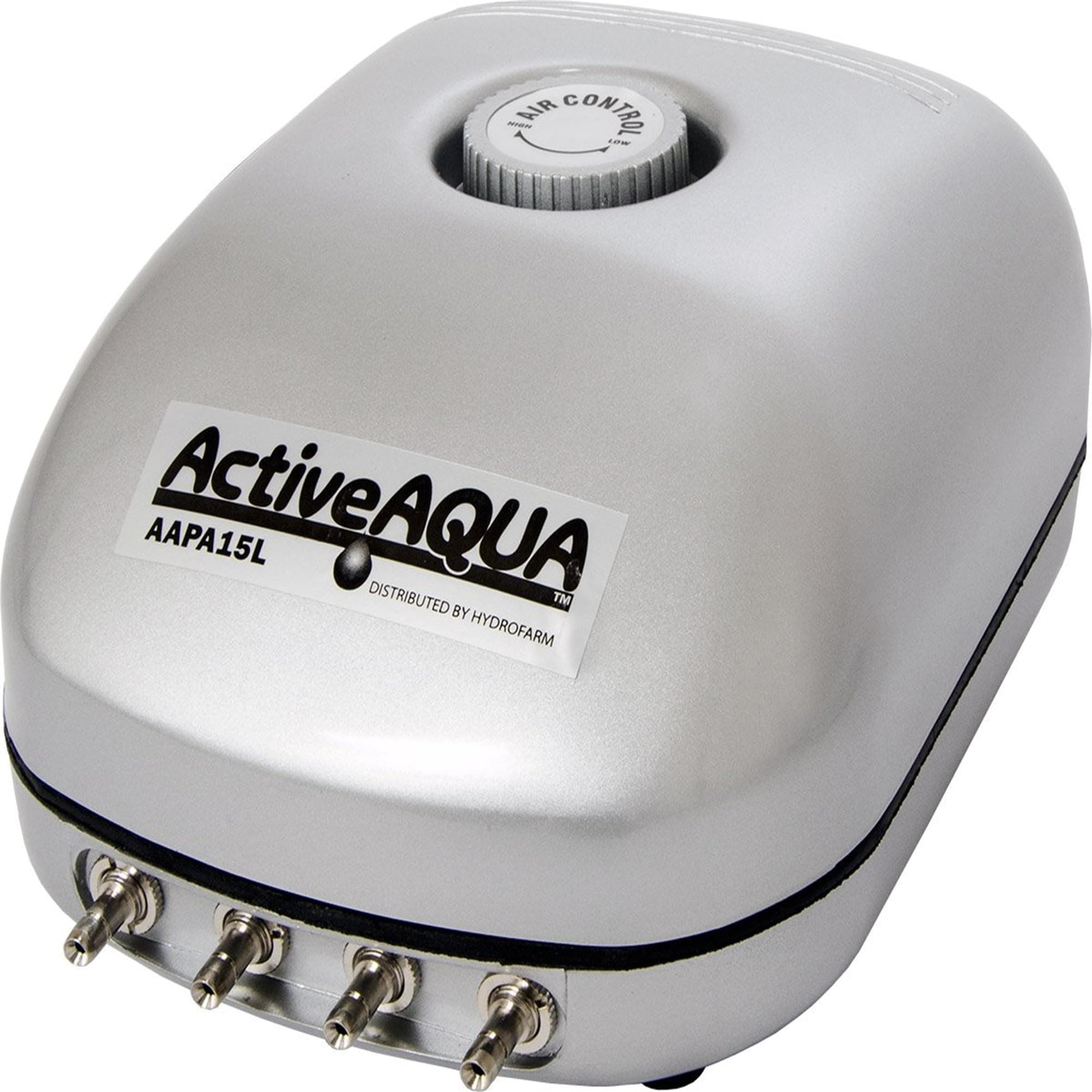 Active Aqua AAPA15L 6 Watt 240 GPH Adjustable Hydroponic Aquarium Air Pump with 4 Outlets, Quiet Multi-Level Muffler, and 4 Foot 120V Cord (2 Pack)