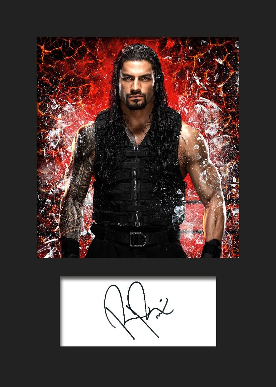 Roman Reigns WWE #3 | Signed Mounted Photo Reprint | A5 Size to Fit 6x8 Inch Frames | Machine Cut | Photo Display | Present Gift Collectible