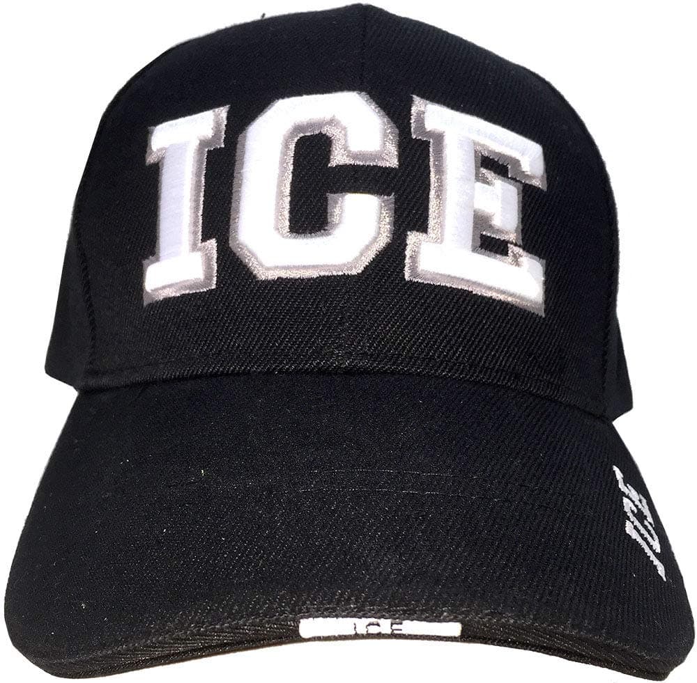 I.C.E Immigration & Customs Enforcement Officer Gear, 3D Embroidered Baseball Cap Hat Black