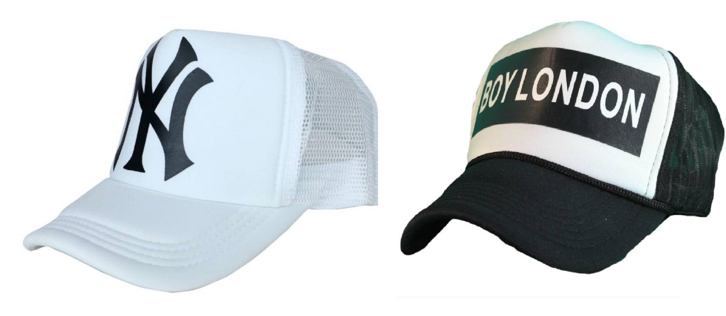 MichelangeloBoy London Half Mesh Cap and White NY Half Net Combo for Boys/Girls (Pack of 2)
