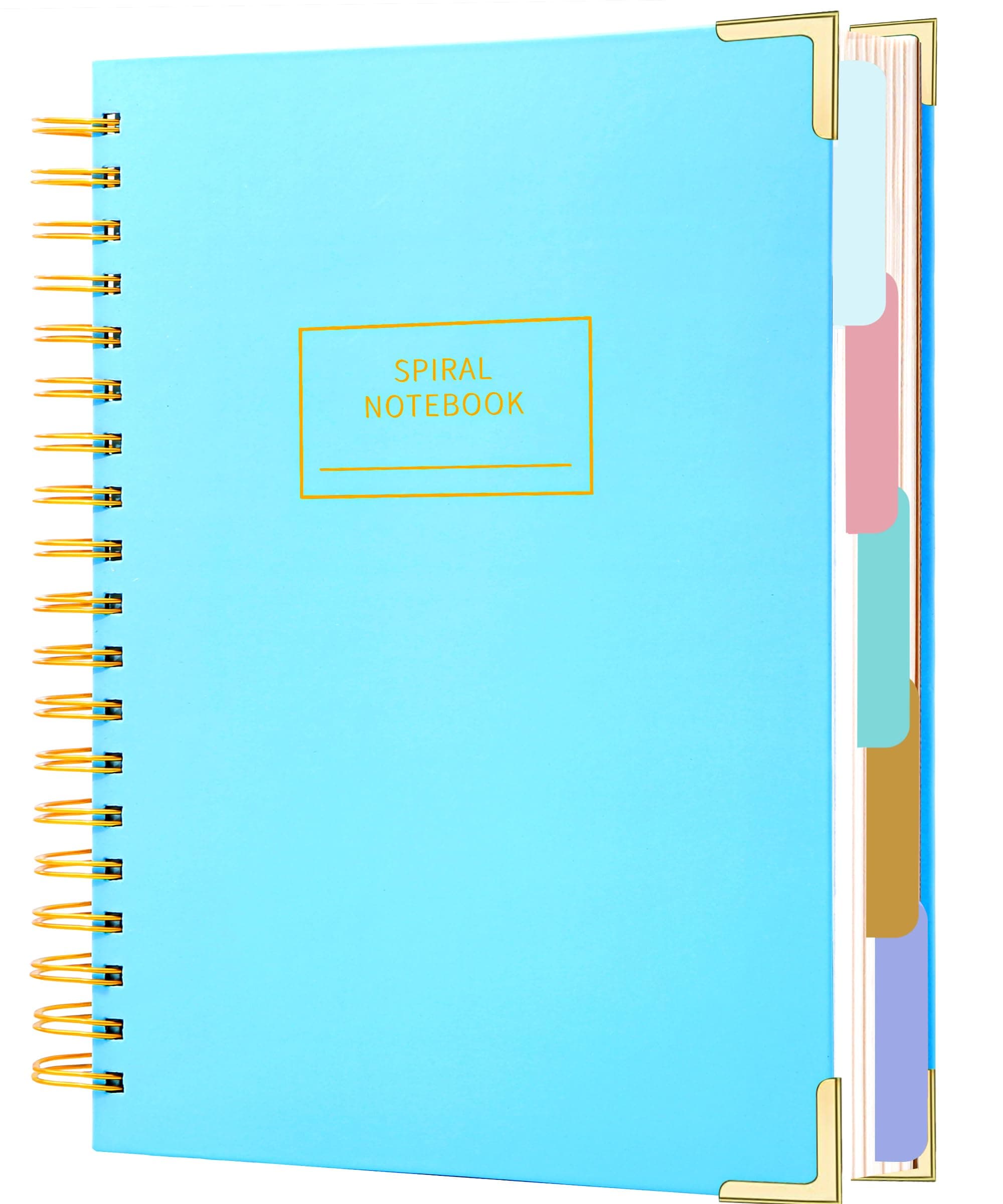 Hardcover Spiral Notebook with Tabs 8"x10" Large Spiral Lined Journals for Women with Dividers 240 Pages College Ruled Composition Notebook 5 Subject Notebook for Work, Back to School, Gifts, Blue