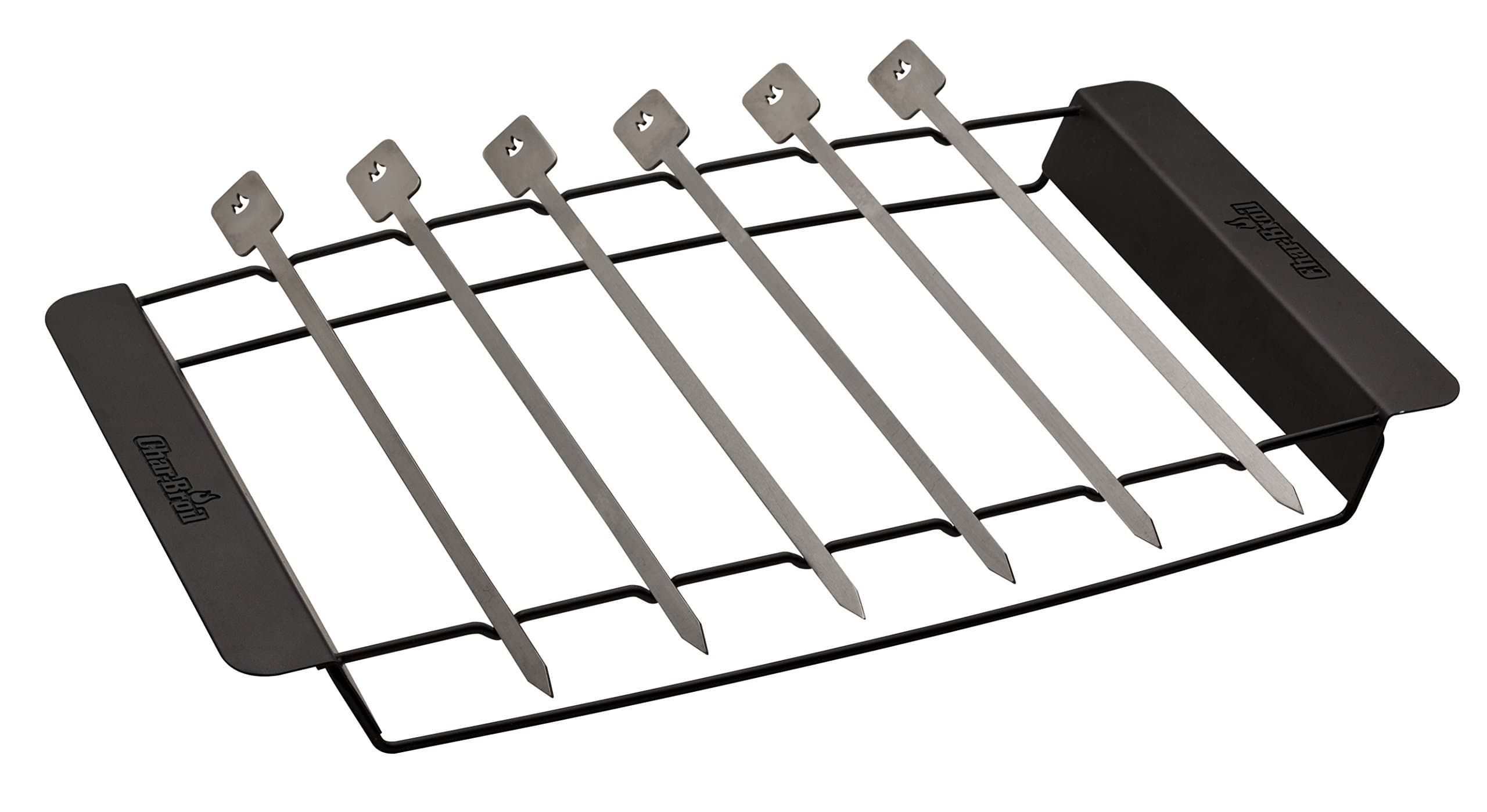 Char-Broil140587 - Premium Skewer Set and Rack, Stainless Steel, 44.7x24.5x4 cm