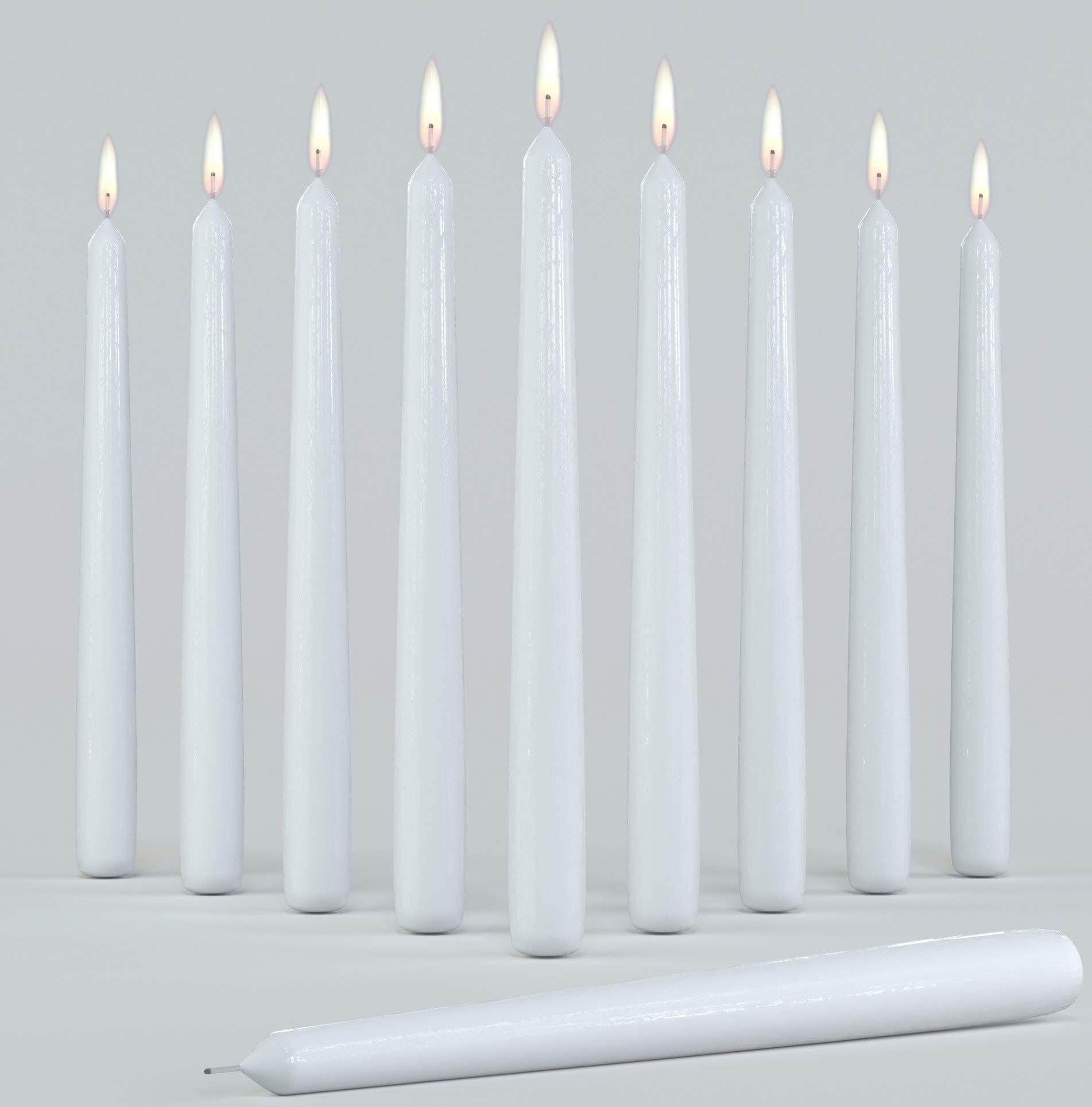 Melt Candle Tall Taper Candles, 10 Pack - White Candle Sticks, 10" W/ 8 Hour Burn Time - Dripless, Unscented Candles for Dinner - Wax Candle