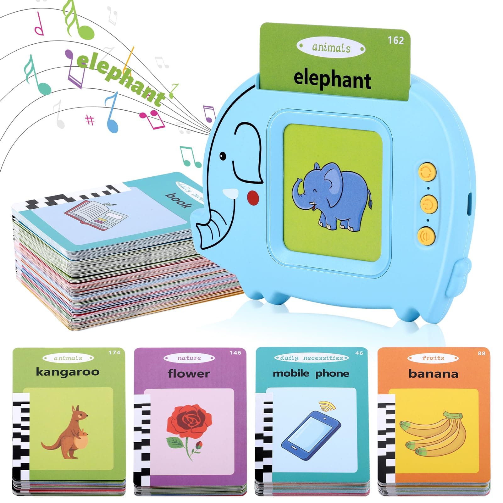 Talking Flash Cards for Toddlers, 112 Flash Cards 224 Words British English Early Educational Toys Preschool Learning Reading Machine Interactive Gift for 2 3 4 5 6 Years Old Baby Boys Girls