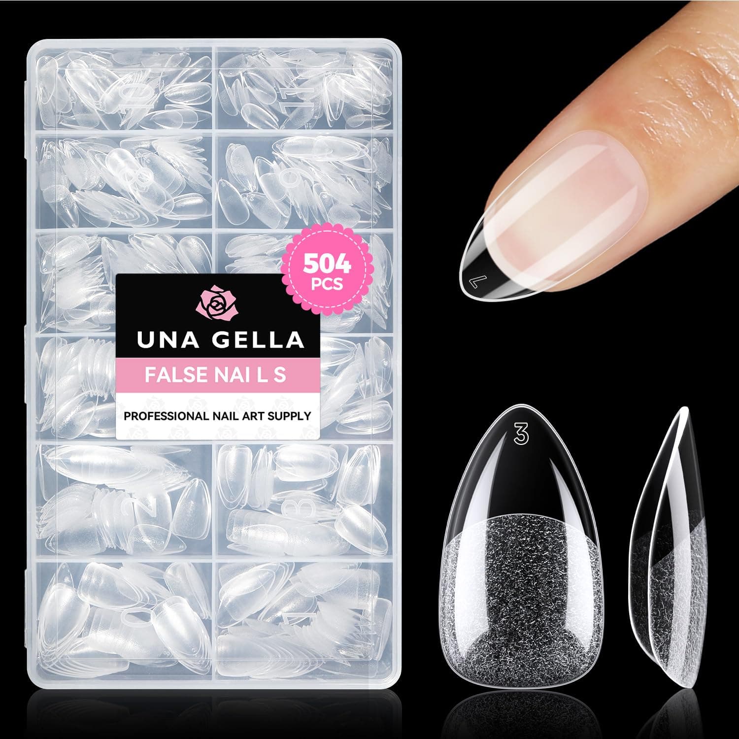 Short Almond Nail Tips: 504PCS Short Fake Nails Soft Press On Gel Nail Tips Pre Shaped Almond Shape Home Nail Extension Full Cover, 12 Sizes Acrylic Gelly Tips