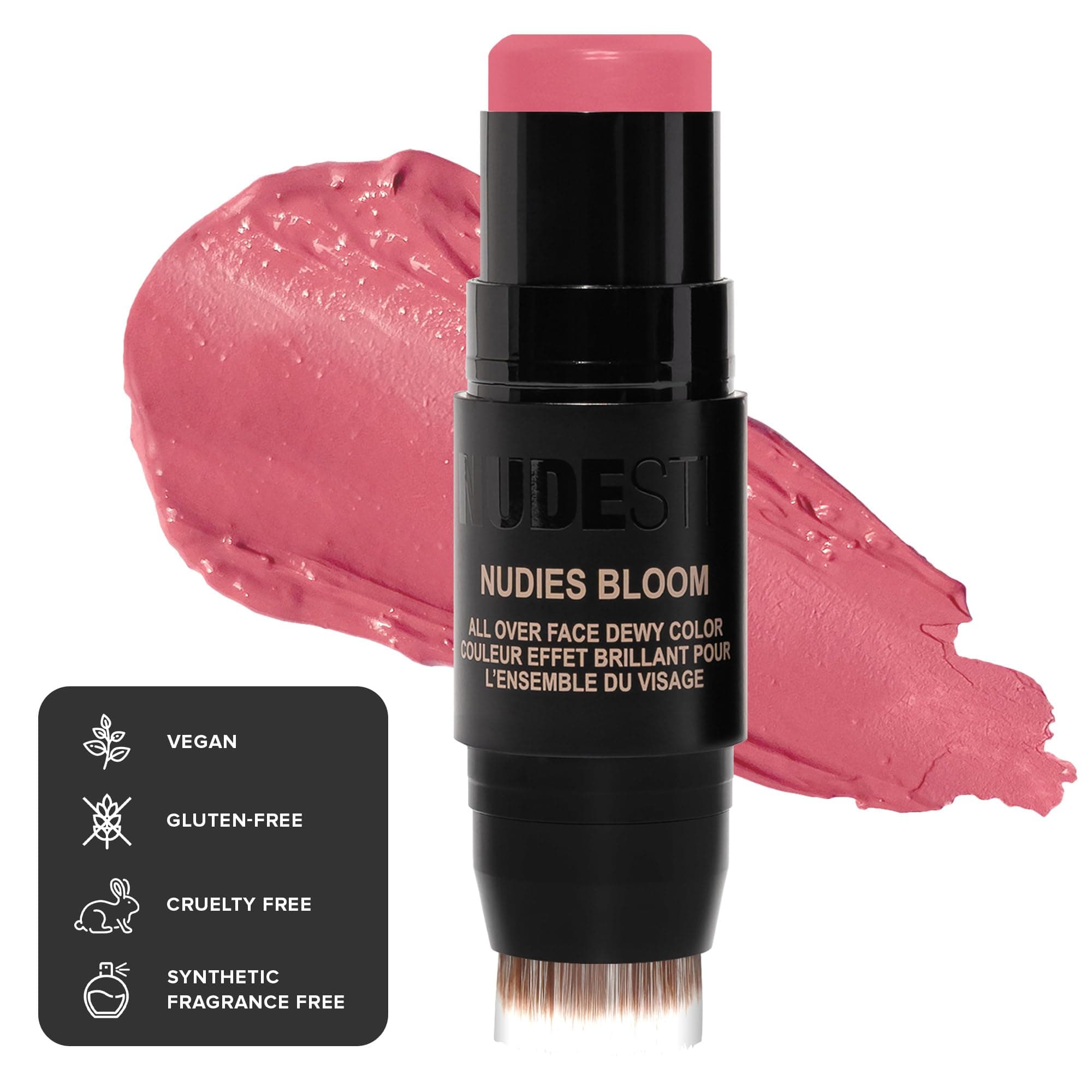 NUDESTIXNudies Blush Stick w/Blending Brush, 3-in-1 Matte Color for Cheeks, Eyes, Lips, Creamy Makeup for Natural, Healthy, Youthful Look, 0.25 oz (7g) (Naughty N' Spice)