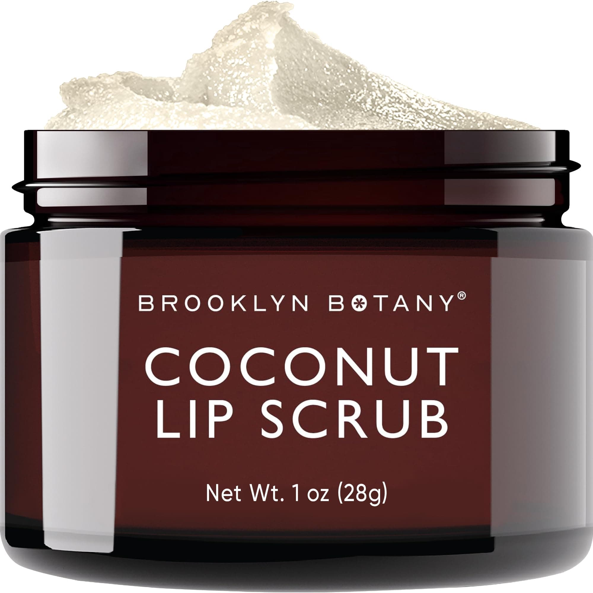 Brooklyn Botany Lip Scrub Exfoliator 30ml - Lip Moisturiser for Dry Lips and Chapped Lips - Gentle Lip Exfoliator for Smooth and Brighter Lips - Coconut Flavour