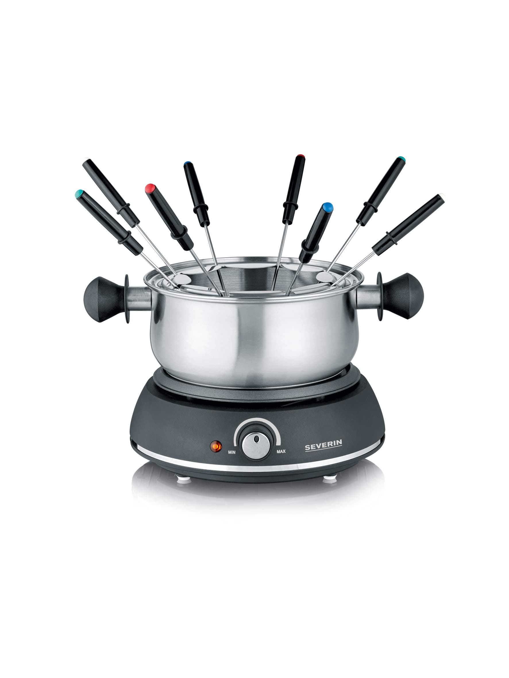 SEVERIN FO 2405, Fun Cooking, Cheese, Chocolate, Swiss Fondue, 1500 W, 1 Liter, Stainless Steel-Black