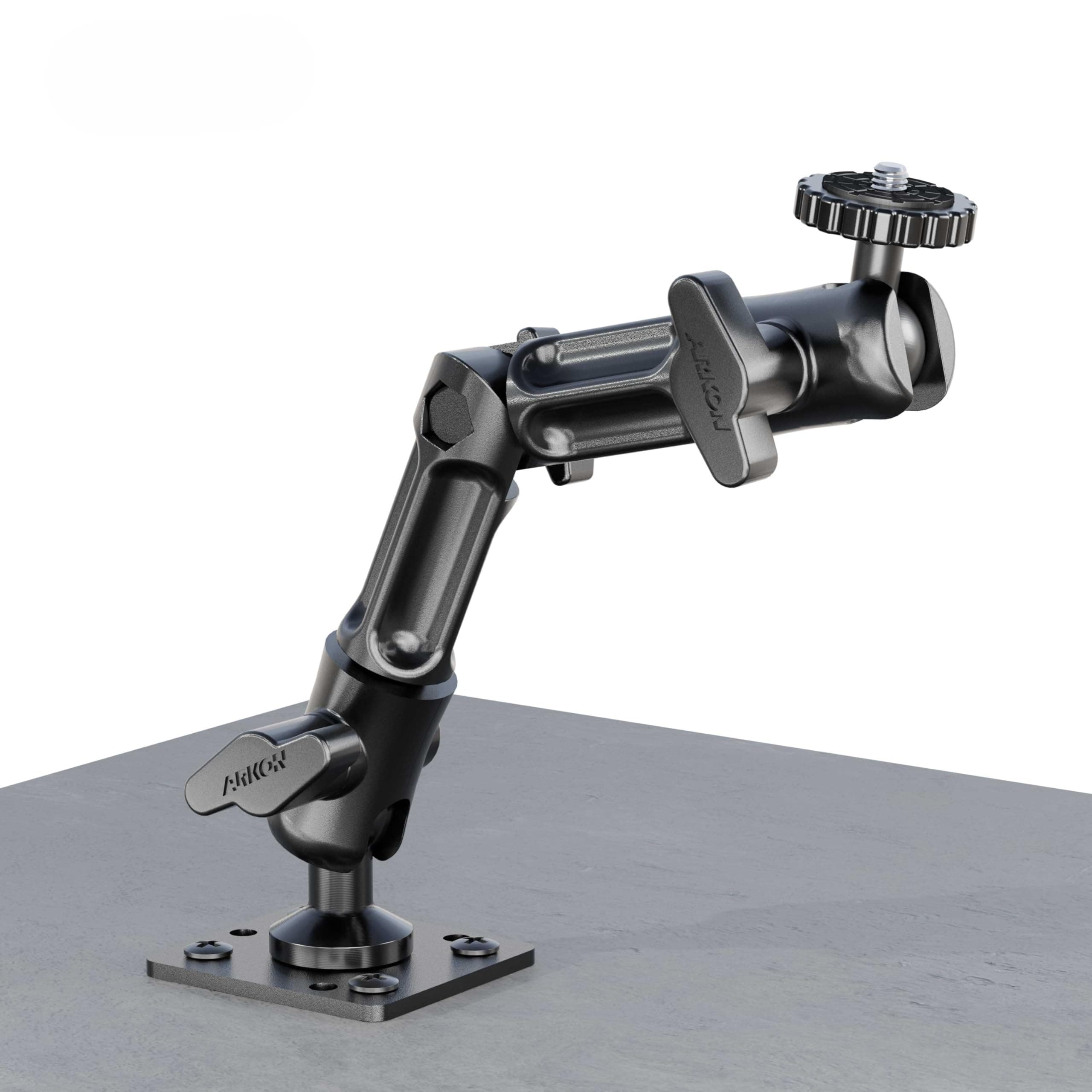 【並行輸入品】ARKON CMPHD006 8-Inch Tall Heavy Duty Multi Angle Camera Mount with 4 Hole AMPS Pattern Drill Base (Black)