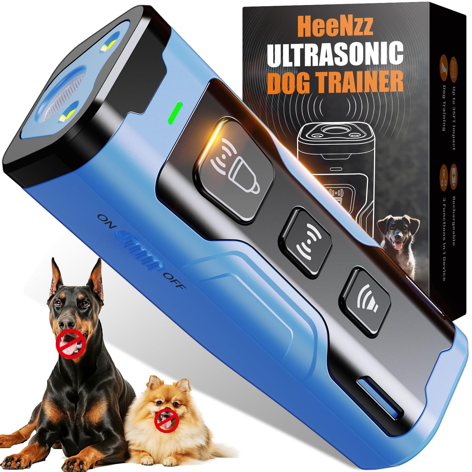 Dog Bark Deterrent Devices for Own or Neighbor's Dog Ultrasonic Dog Training Device Safe & Effective Portable Anti Barking Device for Dogs Indoor Outdoor Use Blue