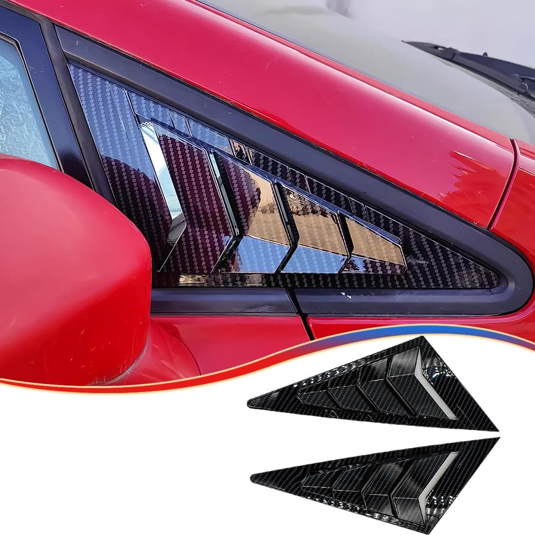 2Pcs front Side Window Louvers Air Vent Scoop Shades Cover Blinds Trim for Honda CIVIC 2006-2011 - ABS Carbon Fiber Sport Interior Accessories