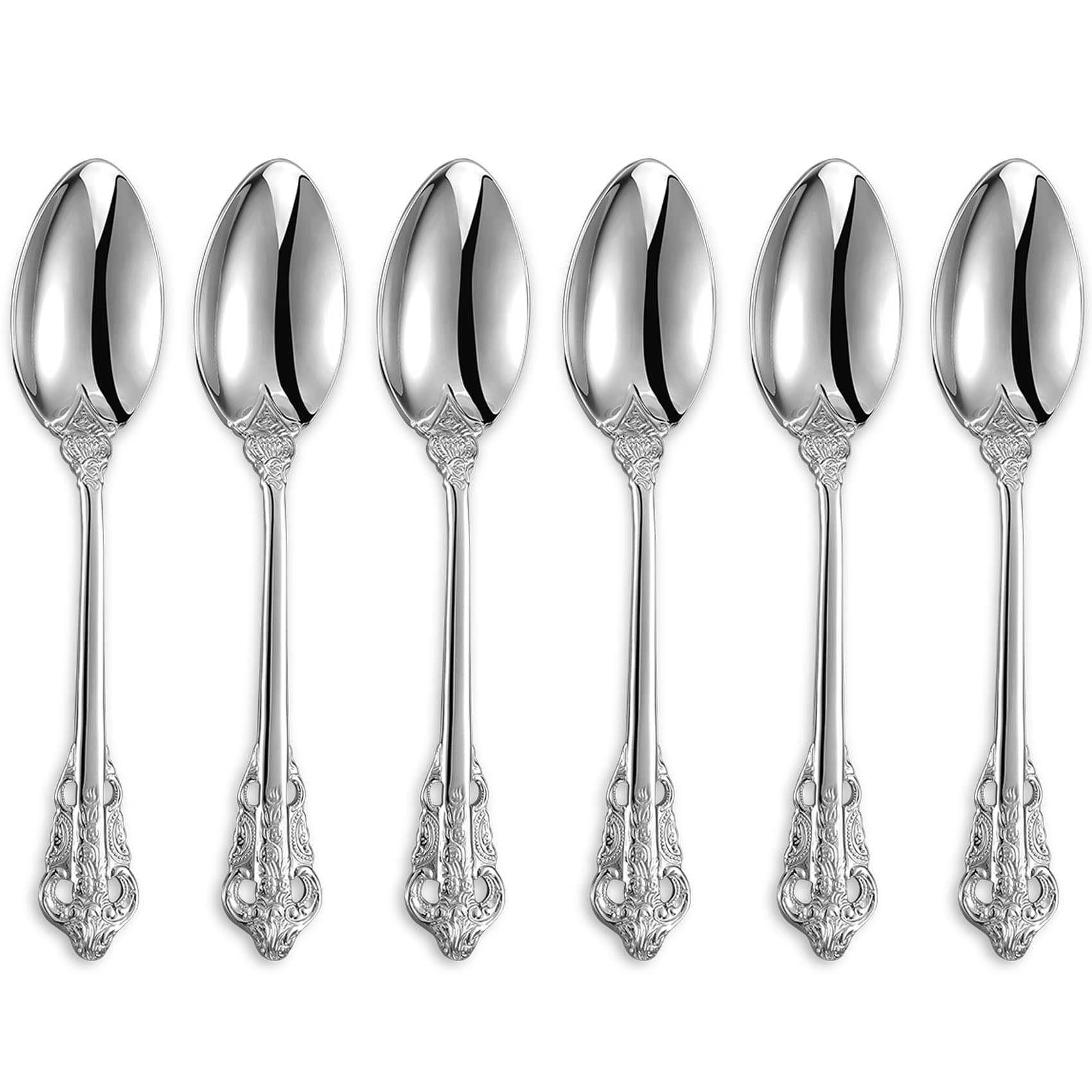 Luxurious 5.1-Inch Espresso Spoons Set - 6 Pieces - Mini Coffee Spoon, 18/10 Stainless Steel - Gorgeous Design with Exceptional Mirror Polished Finish (Silver)