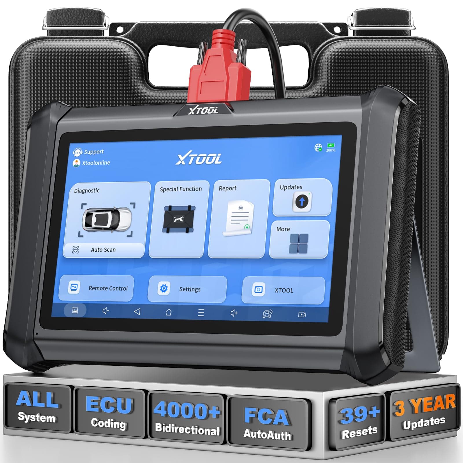 XTOOL D7S OBD2 Scanner Diagnostic Tool 2025 Bidirectional Scan Tool Ver. of D7 with ECU Coding Active Test, FCA, All-System 36+ Resets, Crankshaft Relearn, PMI, V.A.G Guide, DoIP/CAN FD, 3-Yr Update