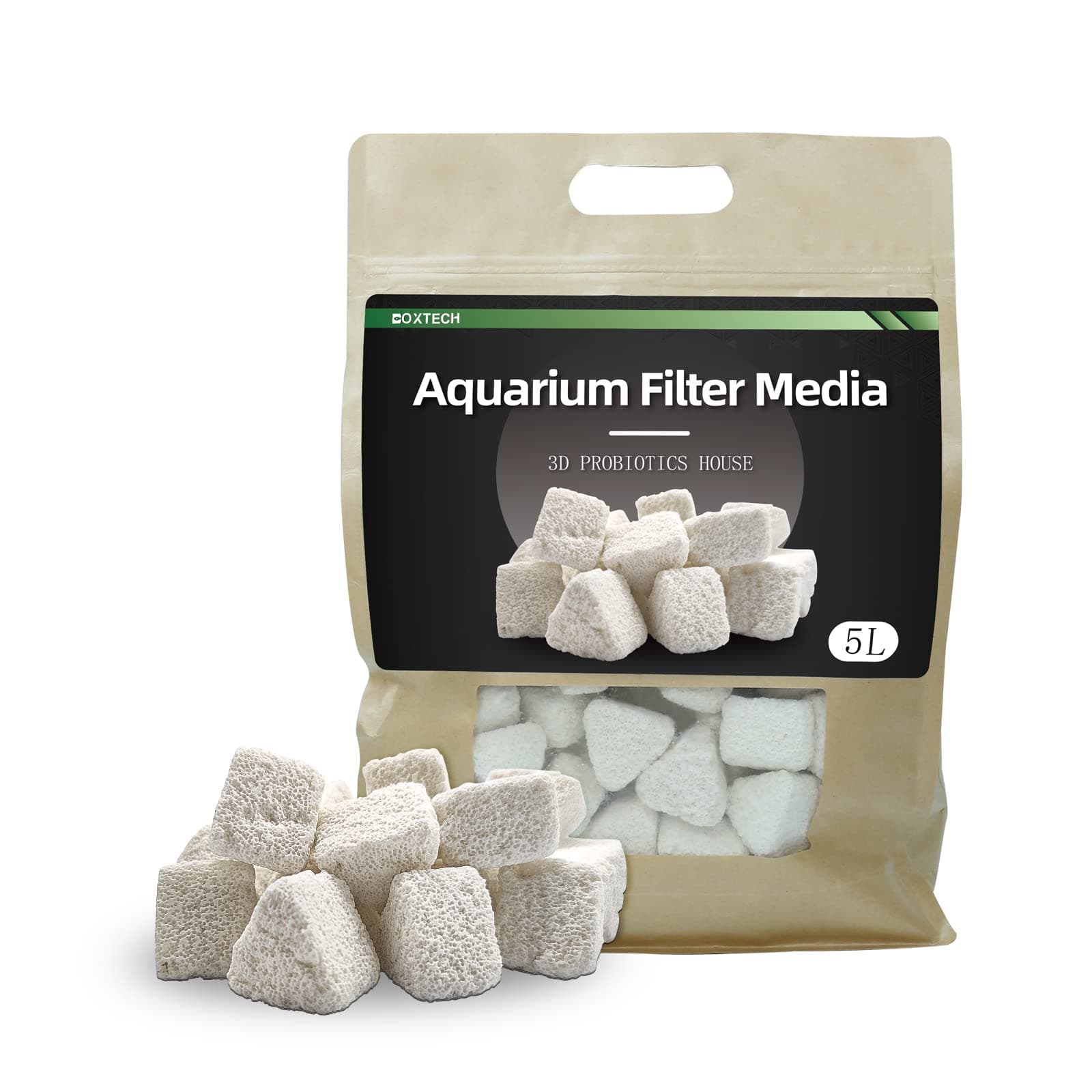 boxtech Aquarium Filter Media, Biological Filter Media for Aquarium Ceramic Bio Filter Media Blocks with Vast Surface Area for Fish Tank Sump, Canister Filter, Koi Ponds（5L）