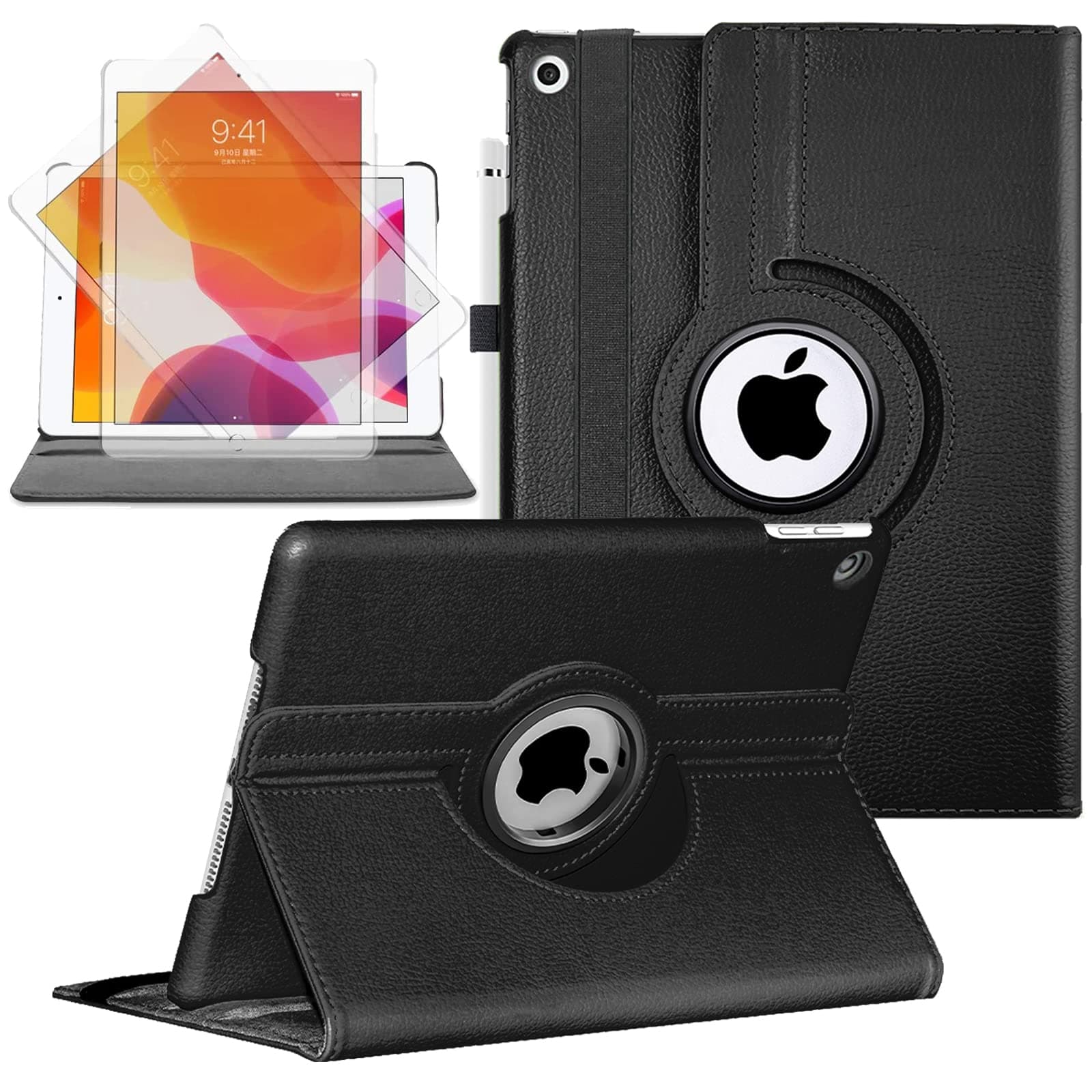 Rotating Case for iPad 9th Generation (2021) iPad 8th Generation (2020) iPad 7th Gen (2019) - 360 Degree Rotating Protective iPad Covers 10.2 Inch with Auto Sleep/Wake Function(Black)