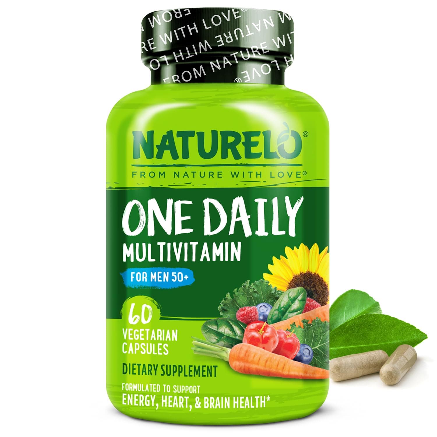 - Mens Multivitamins for Men 50+ - One Daily Multivitamin for Men with Vitamins, Minerals & Organic Whole Foods, Boost Energy & Health, Non-GMO, 60 Vegetarian Capsules