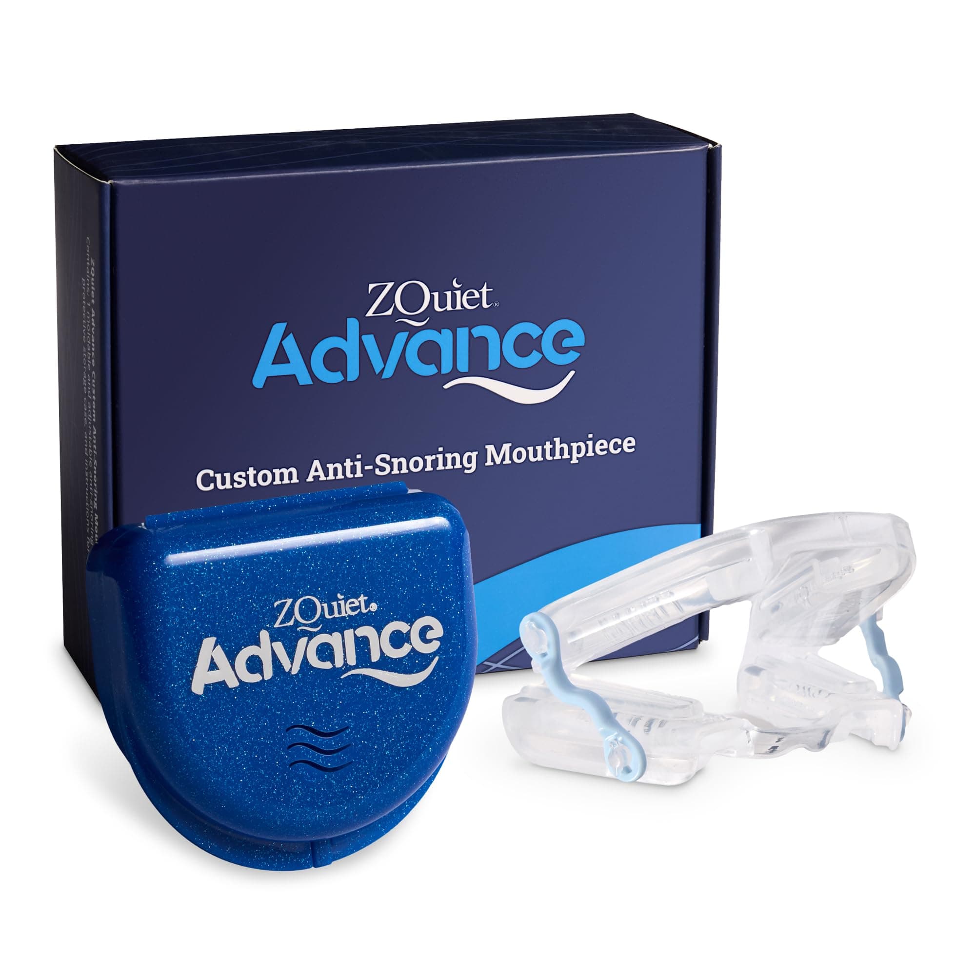 ZQuiet, Advance, Custom Anti-Snoring Mouthpiece, Adjustable Mouthguard with 4 Jaw Advancement Sizes, Slim & Low-Profile, Clear