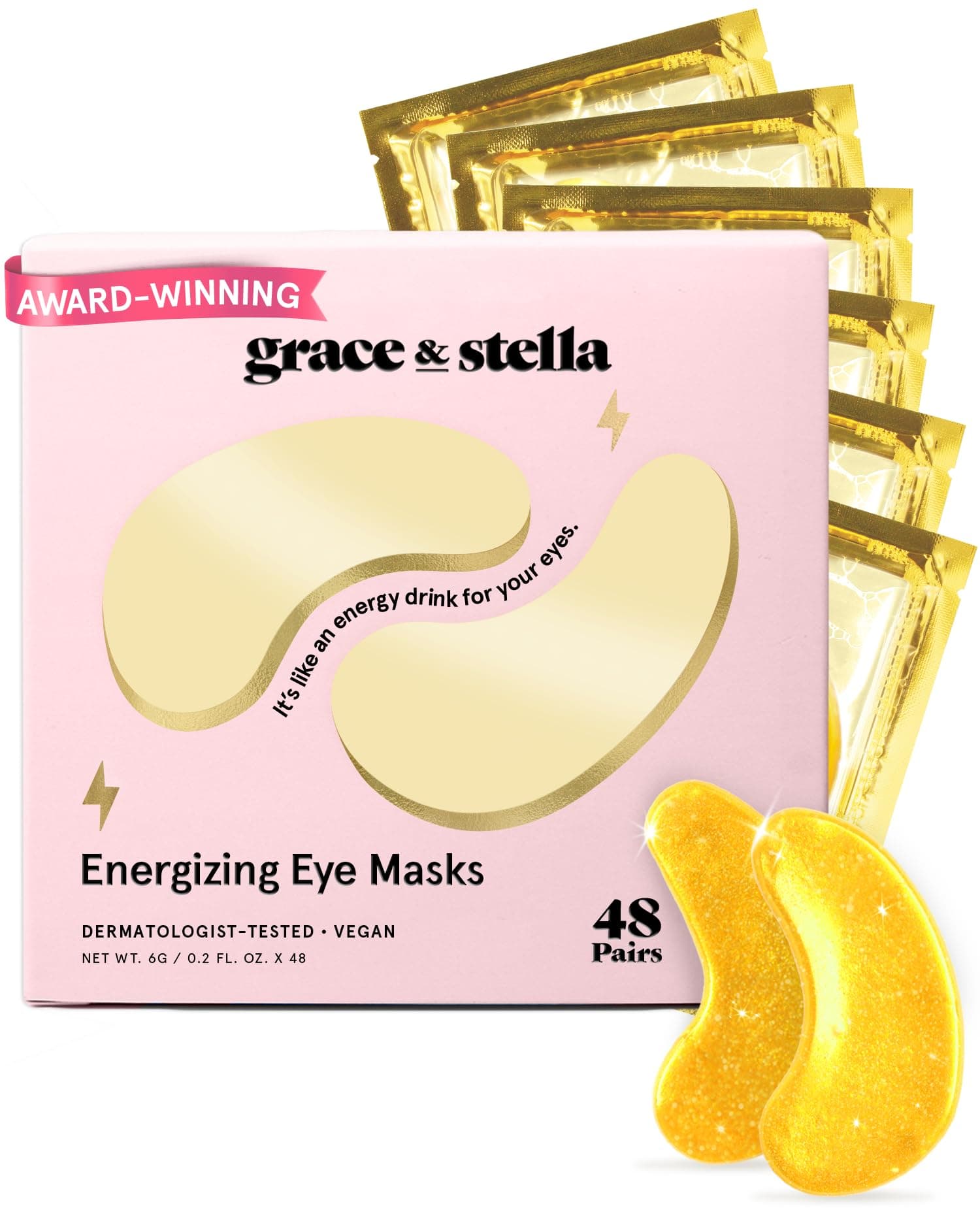 Anti-Wrinkle + Energizing Gold Collagen Eye Masks | Depuffing Undereye Patches | Vegan & All-Natural (24 Pairs) 24 Count