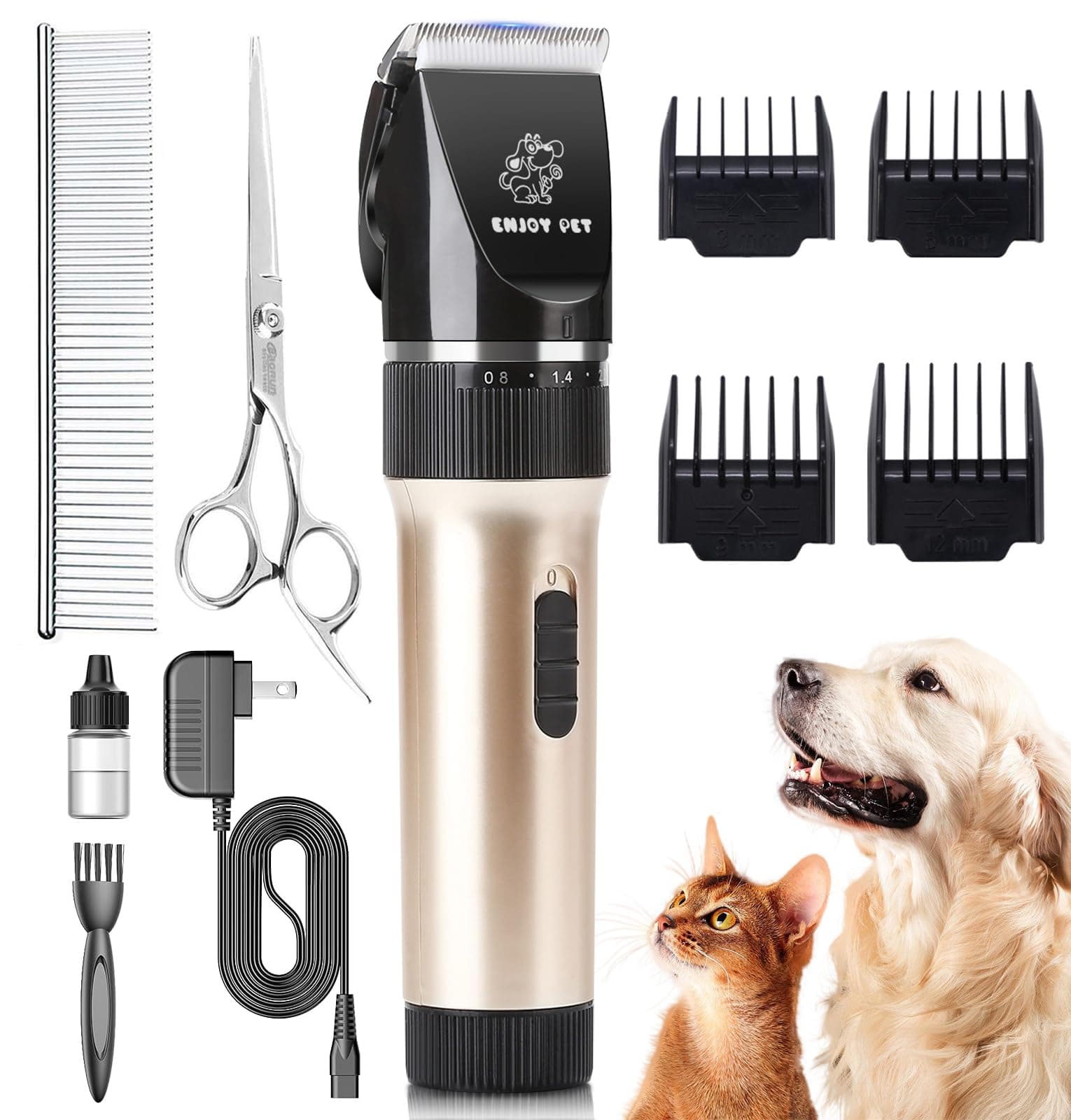 Dog Clippers for Grooming, Low Noise Dog Grooming Clippers, Cordless Dog Hair Trimmer, Rechargeable Dog Shavers for Grooming Dogs Cats Pets