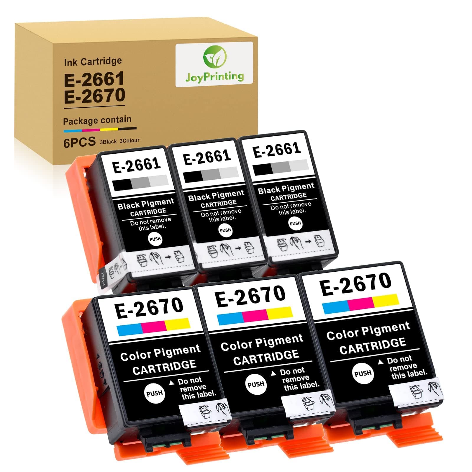Compatible with Epson T2661 T2670 T-2661 T-2670 Ink Cartridges Replacement for Epson Workforce WF-100W WF-110W Printer with Pigment Ink, 6 Pack (3 Black, 3 Colour)