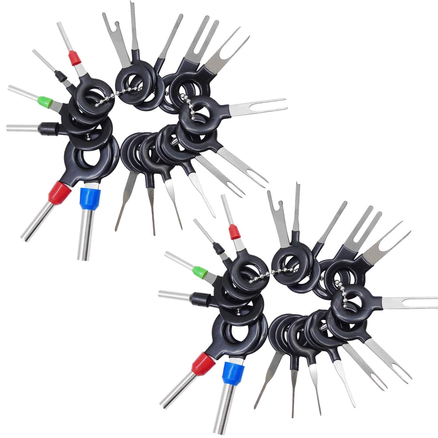 Grosun 2 Sets of 18pcs Pins Removal Tool Kit Car Terminal Electrical Wiring Crimp Connectors Pin Extractor Key Extractor Repair Tools Set