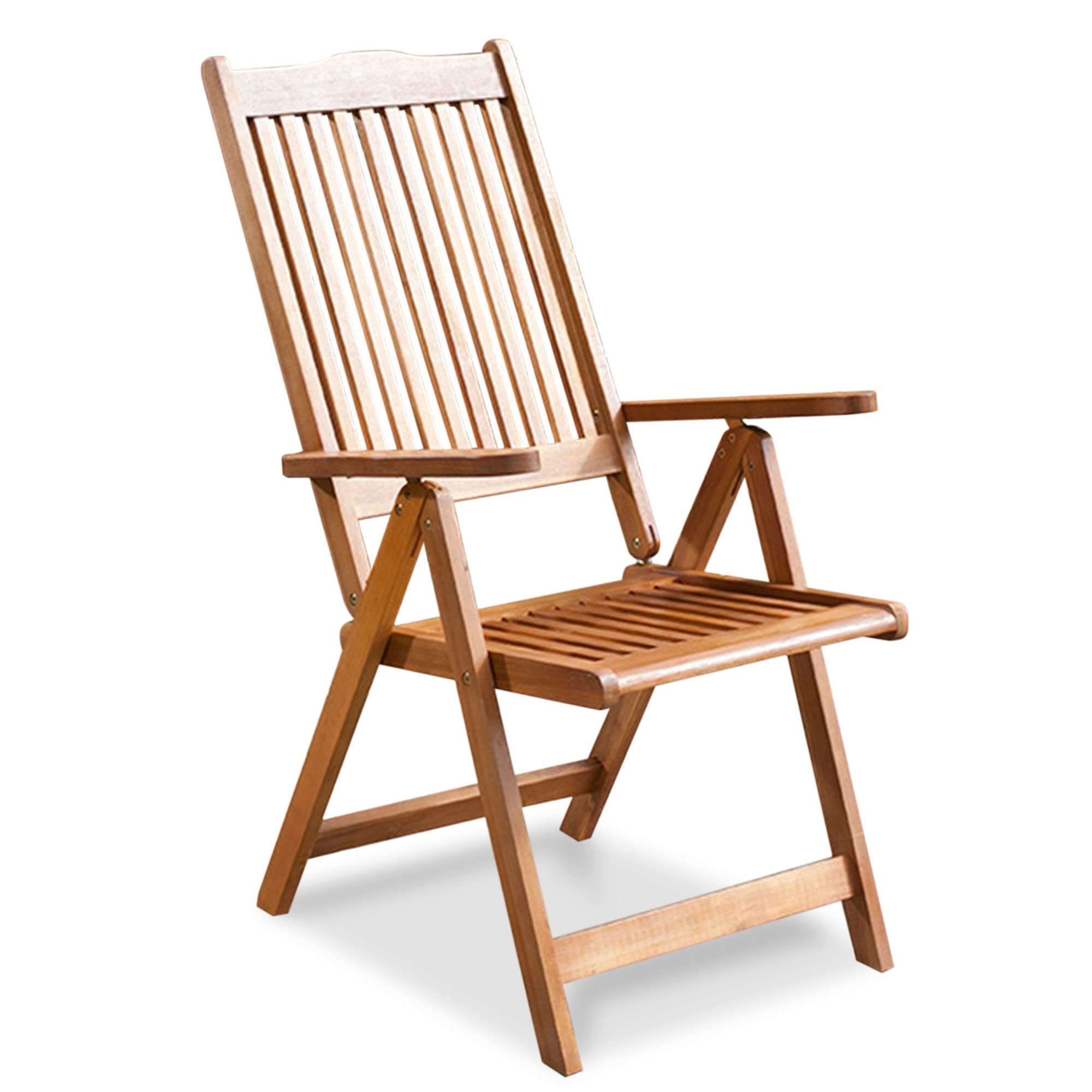 BillyOh 1 Acacia Hardwood Folding Garden Chairs with 5 Adjustable Recliner Wooden Chairs Position, Lightweight, Wood Folding Chair for Easy Storage, No Assembly Required for Outdoor Patio