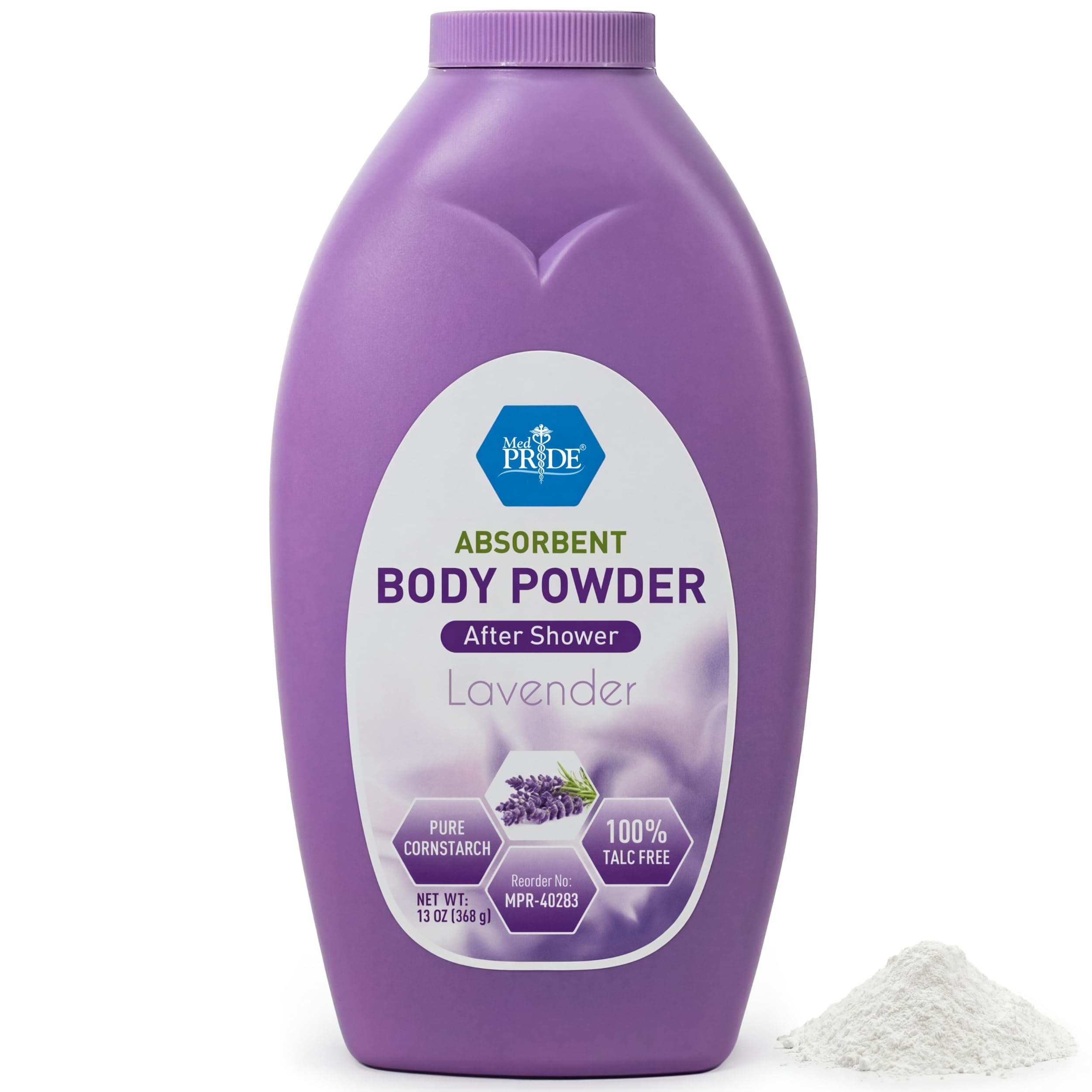 Talc Free Cornstarch Body Powder with Lavender Scent, Moisture Absorbing Skin Care for Daily Freshness, Cruelty Free Formula, 13 Ounce Bottle