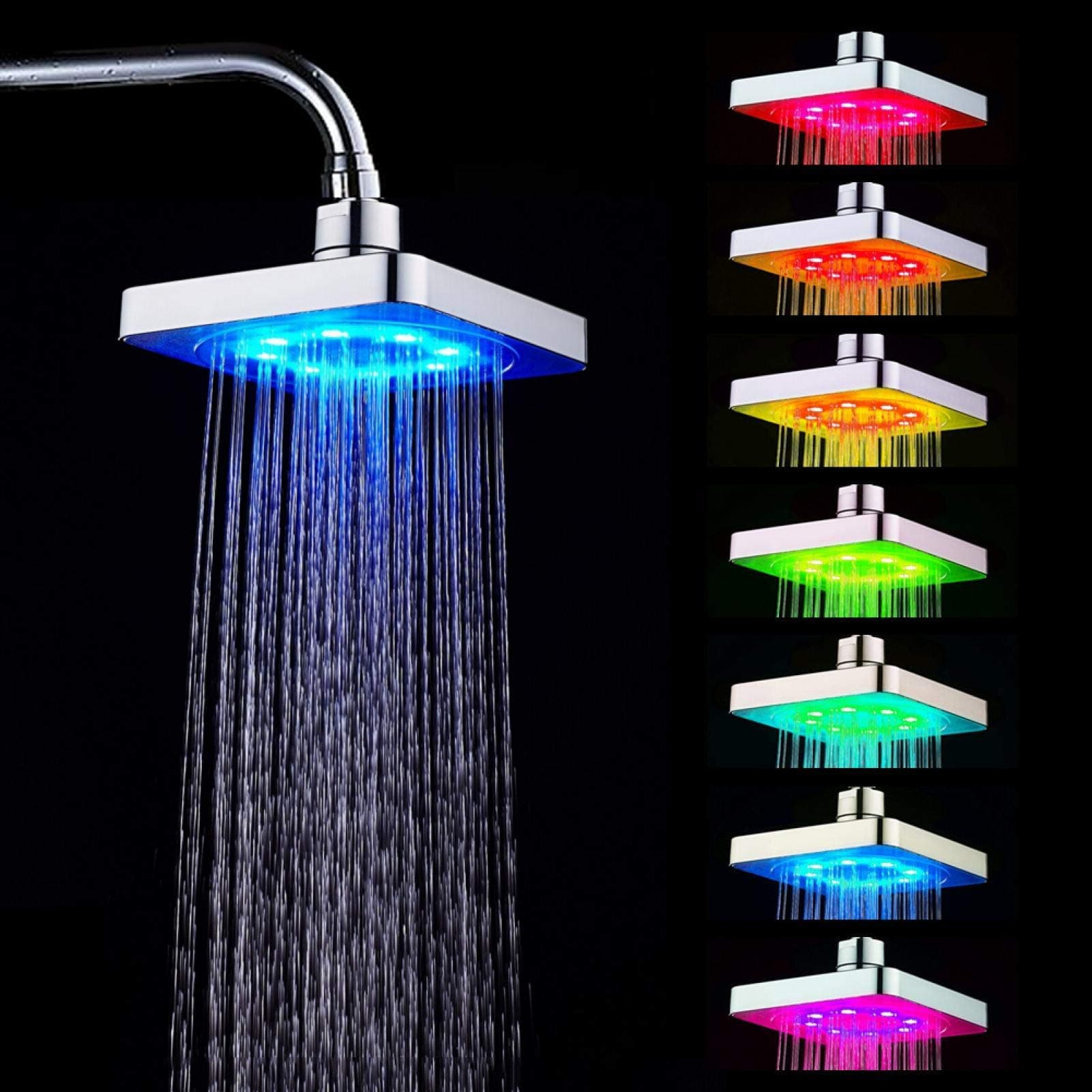Shower Spray Head - 7 Color LED Light Shower Head Romantic Light Water Bath Home Bathroom Shower Head No Batteries No Wire Needed