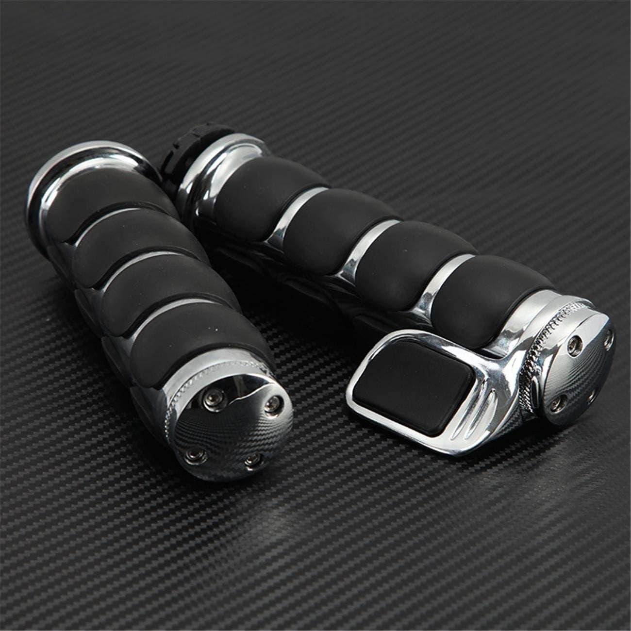 Motorcycle Handlebar Grips 1" 25mm Non-slip Hand Grip For Motorcycles Cruisers Motor bikes Choppers (Black-A)
