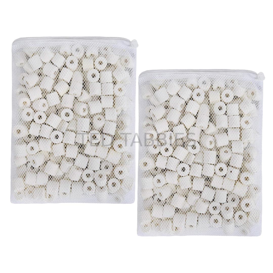 - TED TABBIES Bio Ceramic Rings in 2 Filter Media Bags for Aquarium Fish Canister - Optimal Filtration and Water Purification(1000 g)