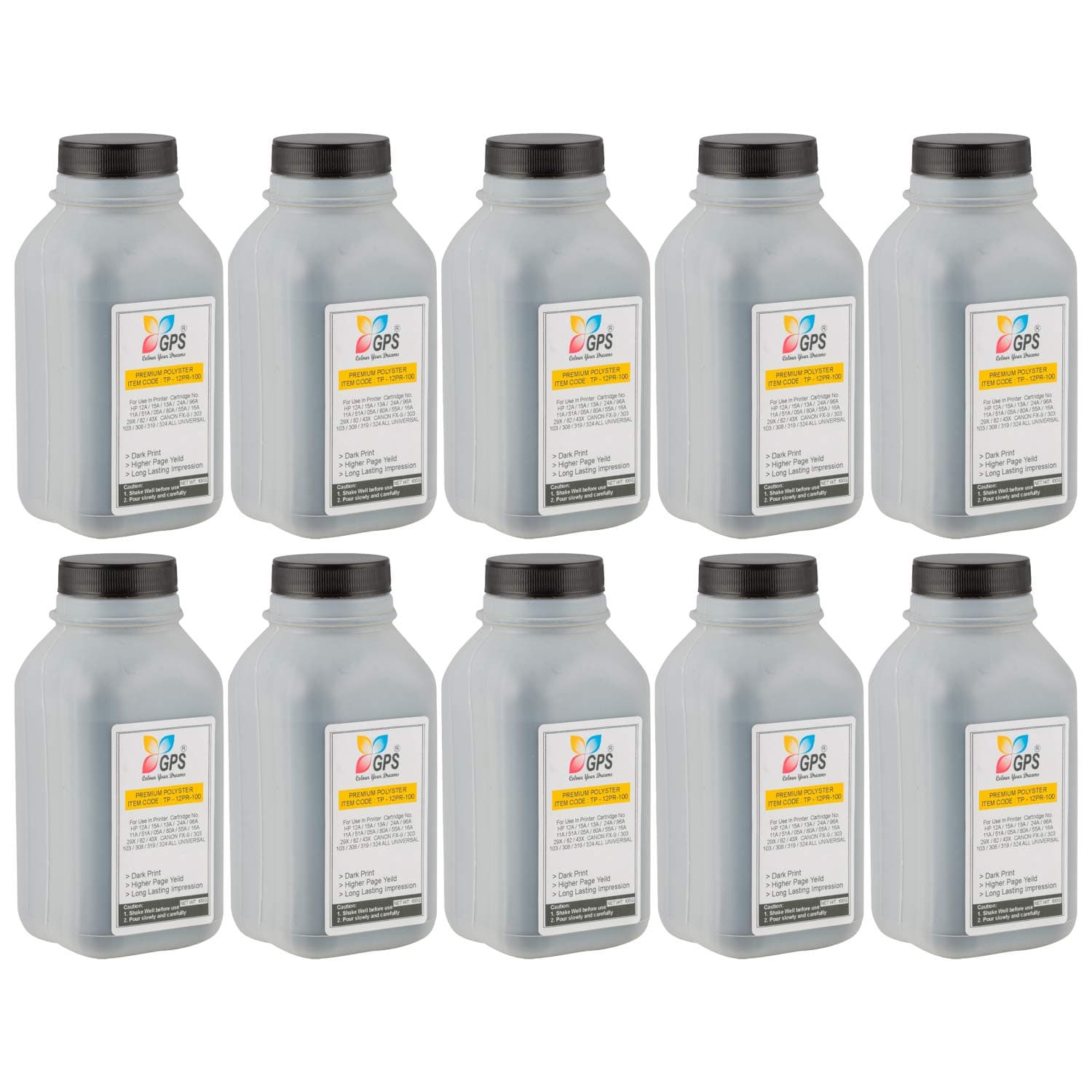 Refill Toner Powder for HP Cartridge Model 12A/15A/49A/53A/05A/80A/55A/42A/51A/96A/16A/82X/43X (Pack of 10)