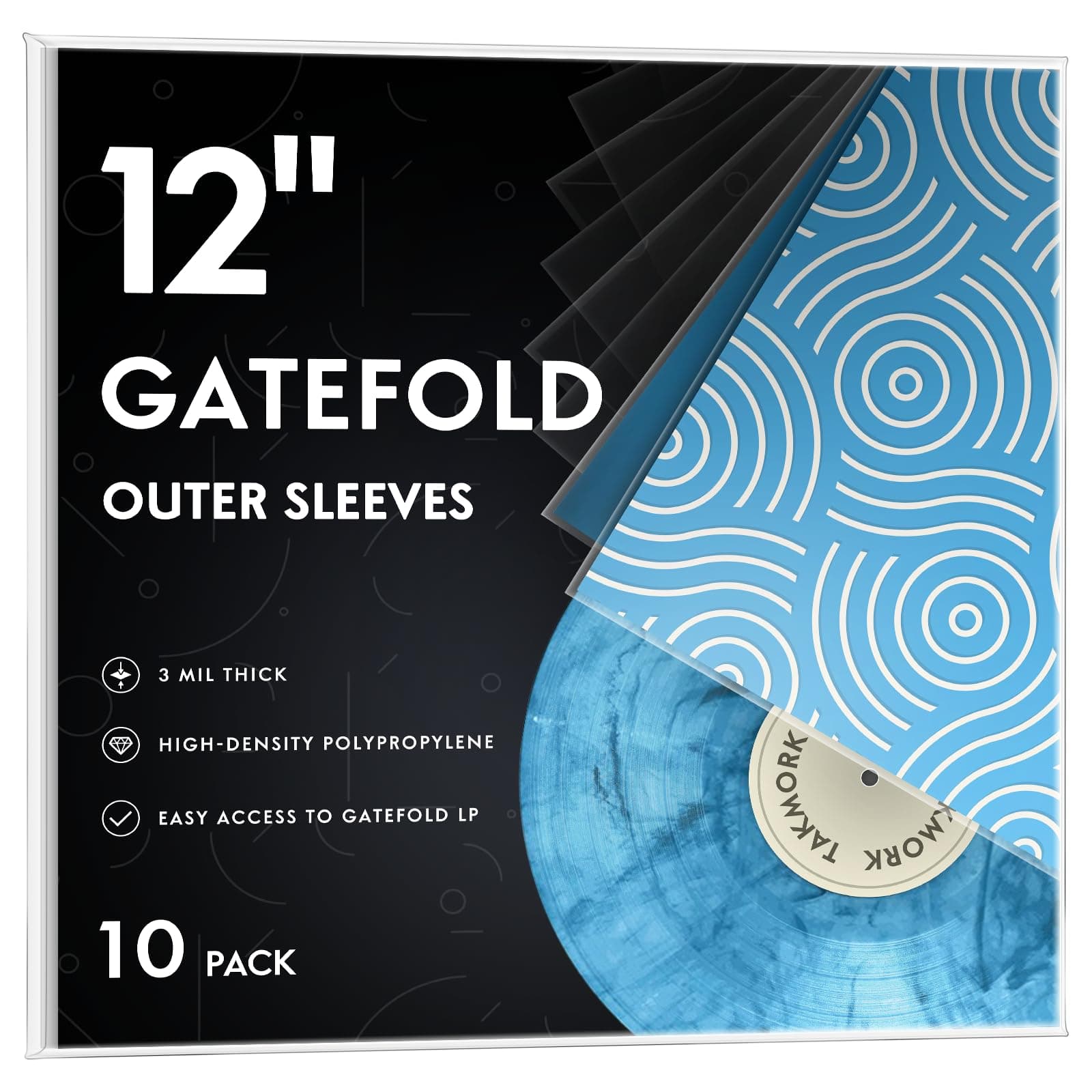 Gatefold Record Sleeves Albums Covers: 12 inch Vinyl Record Outer Sleeves 3 Mil Plastic Clear LP Protective Sleeves, 10pcs